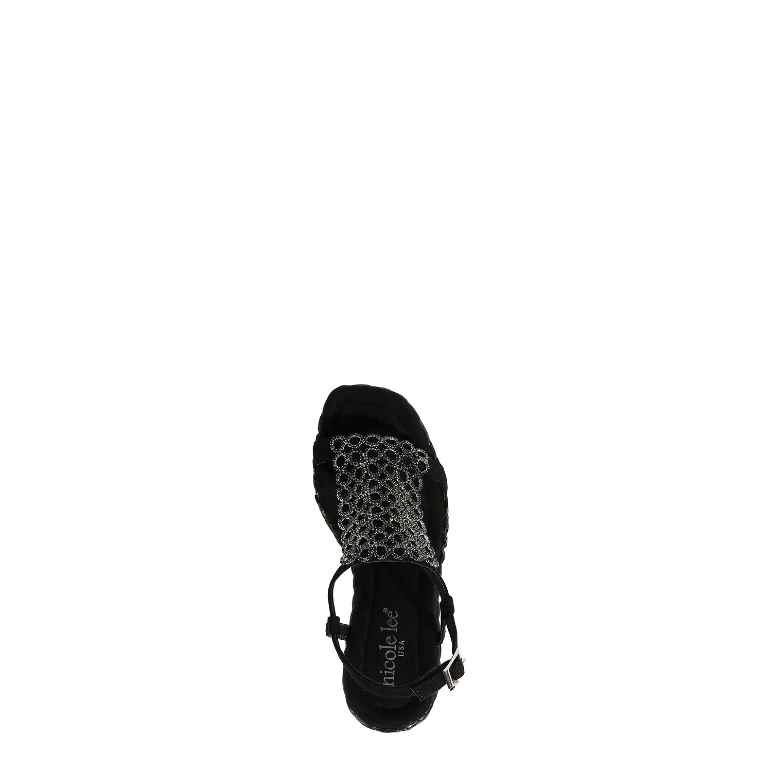 SANDAL WITH PLATFORM AND CRYSTAL CHAIN (BLACK)