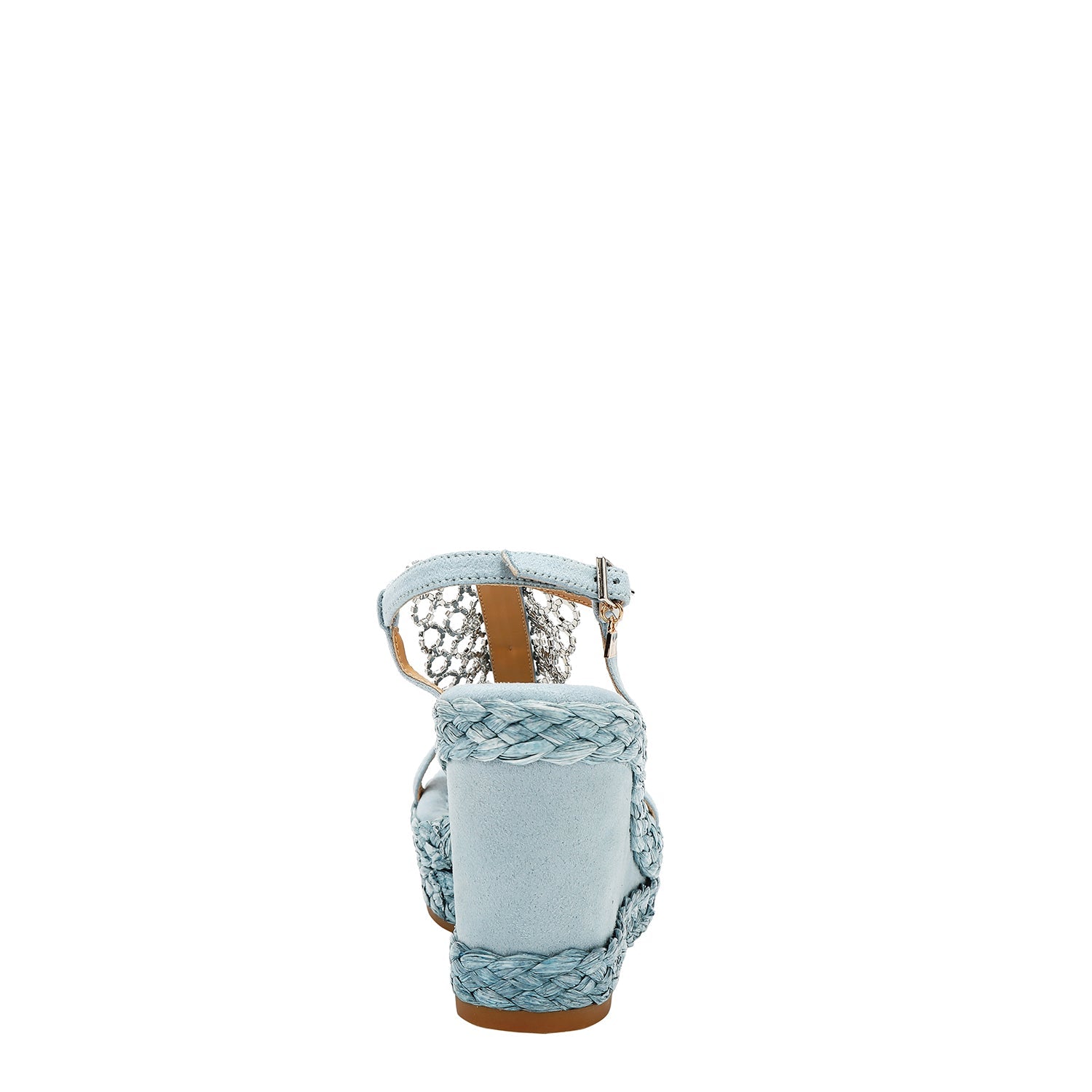 SANDAL WITH PLATFORM AND CRYSTAL CHAIN (BLUE)