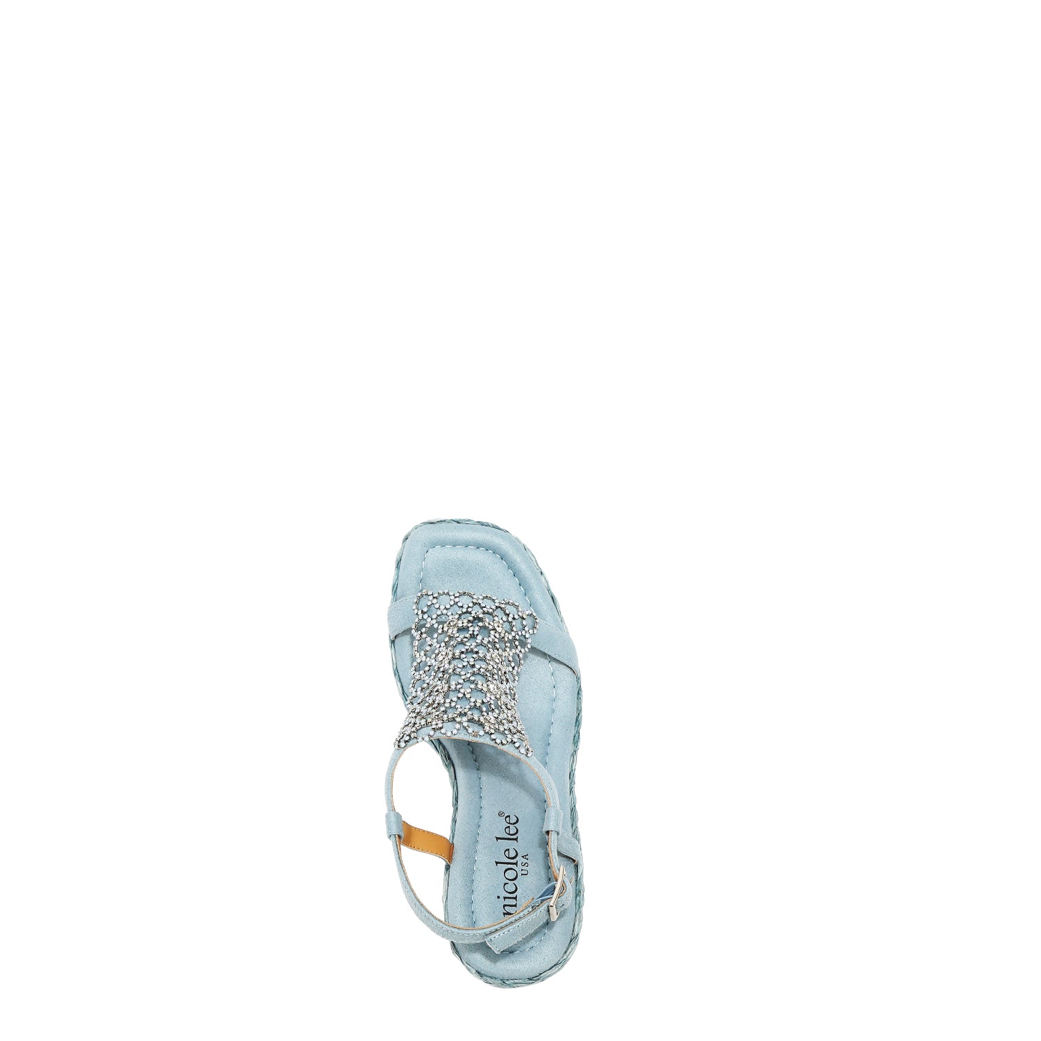 SANDAL WITH PLATFORM AND CRYSTAL CHAIN (BLUE)