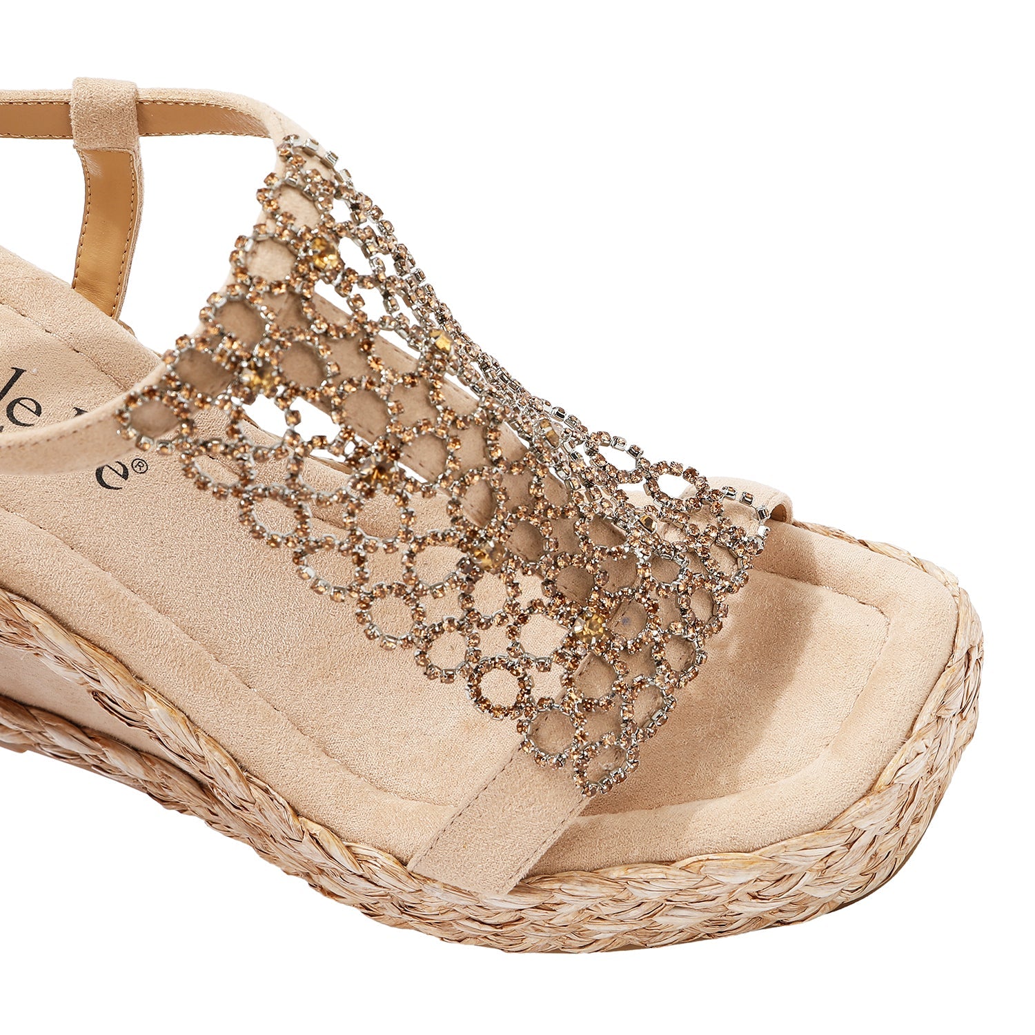 SANDAL WITH PLATFORM AND CRYSTAL CHAIN (NATURAL)