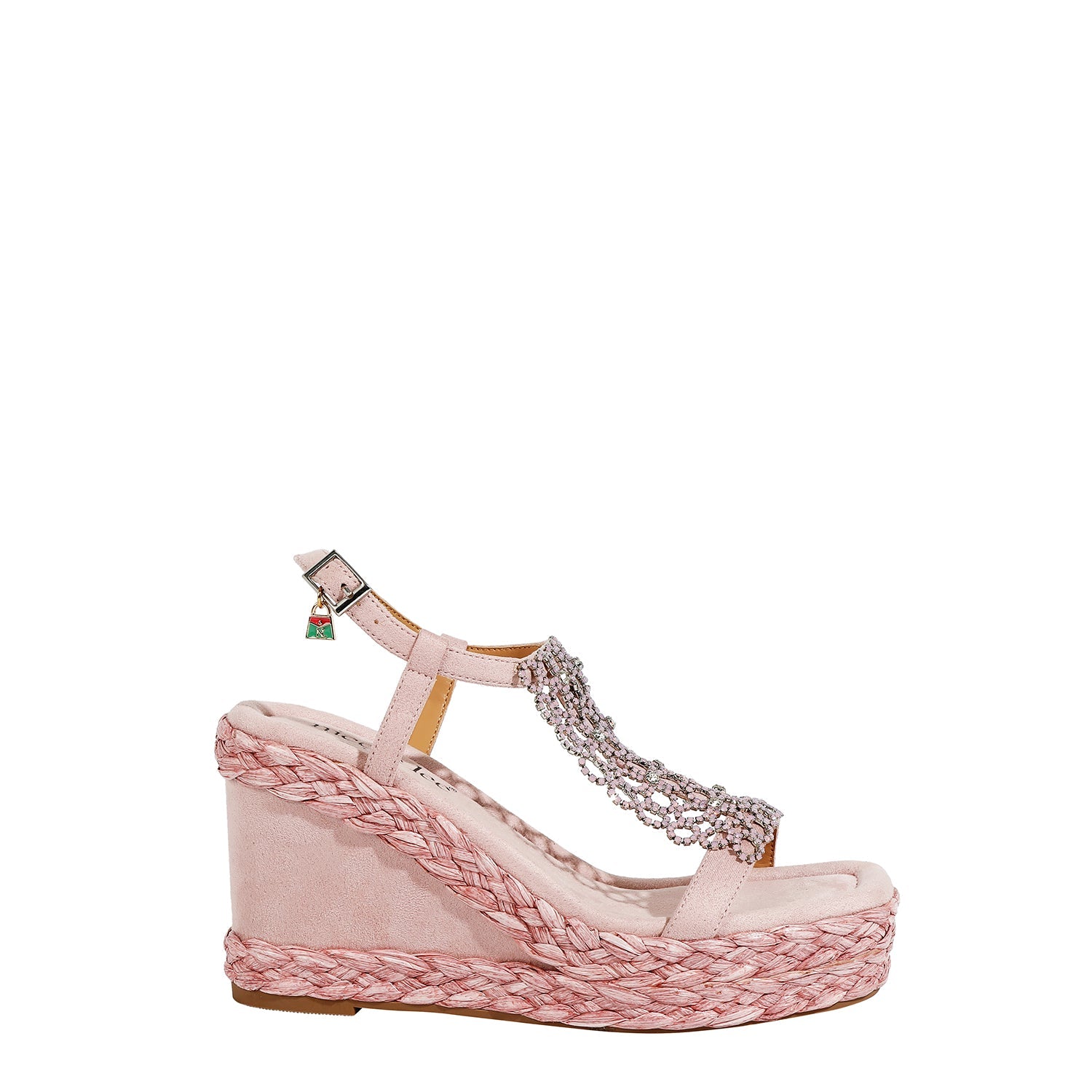 SANDALE MIT PLATTFORM UND KRISTALLKETTE (ROSA)