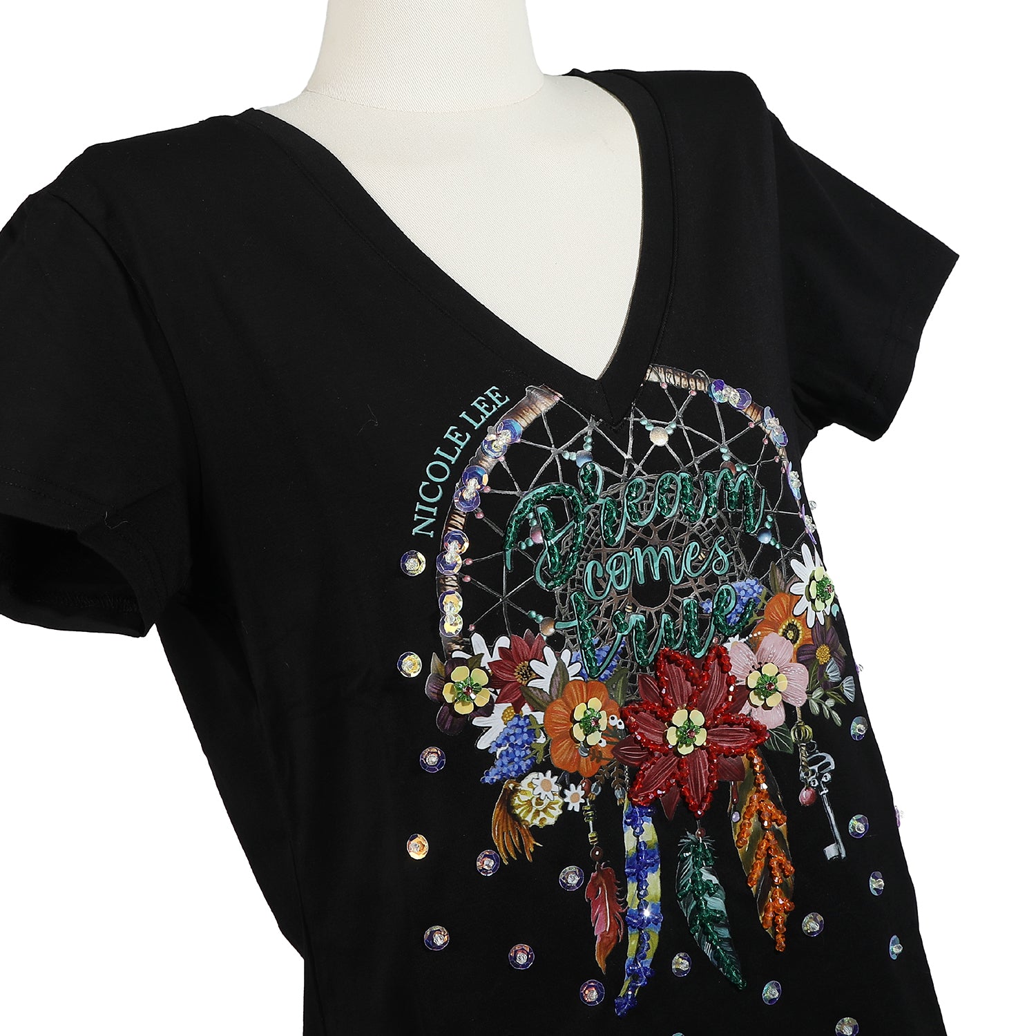 FASHION V-NECK T-SHIRT (<tc>DREAM COMES TRUE</tc> WHITE)
