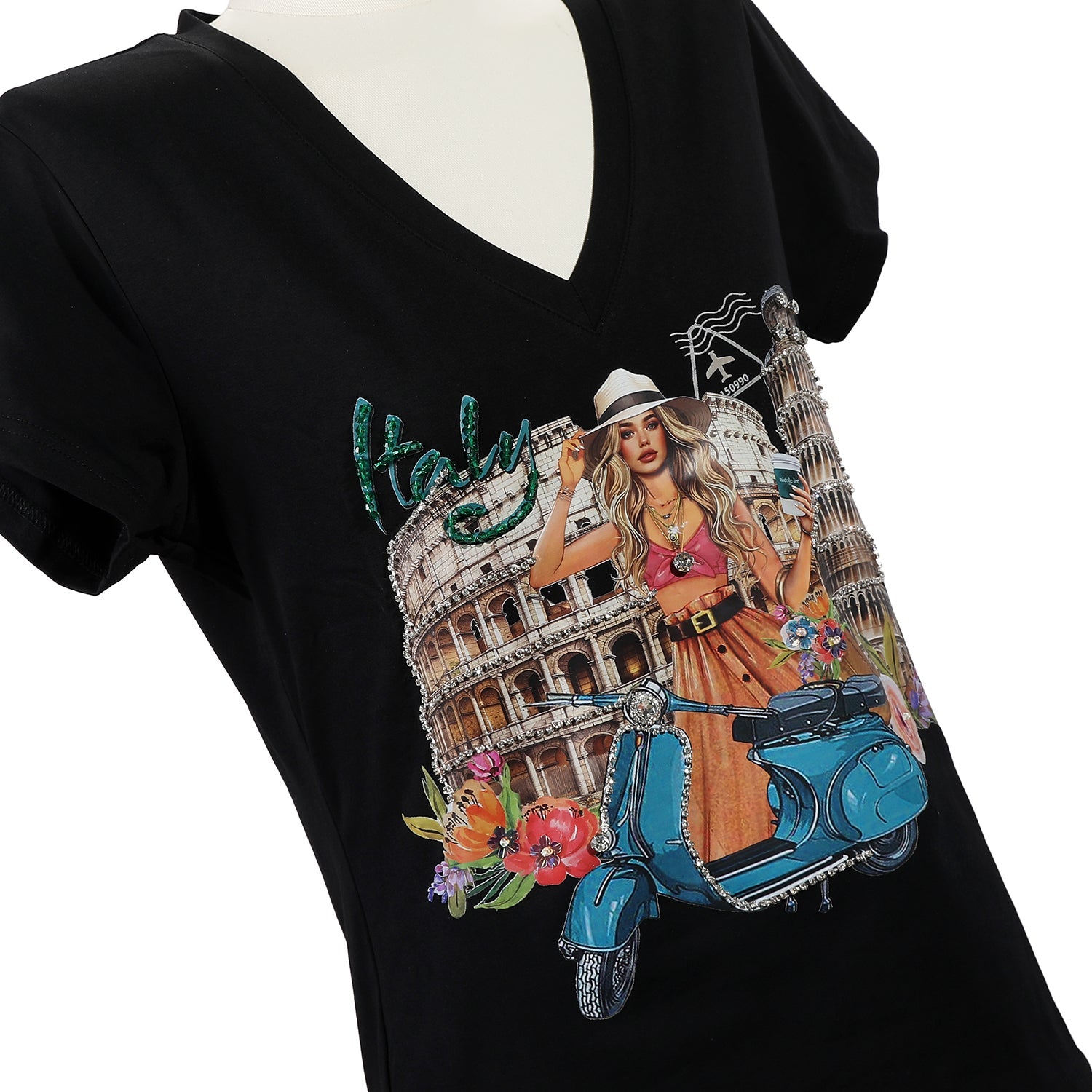 MAGLIETTA MODA CON SCOLLO A V (<tc>MARTHA TRAVELS ITALY</tc>)