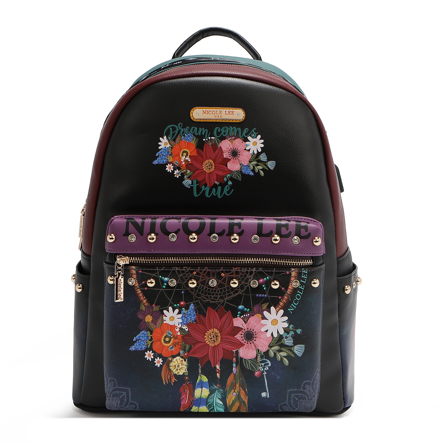 ZAINO GRANDE ALLA MODA CON PORTA DI RICARICA USB E BORSA (<tc>DREAM COMES TRUE</tc>)
