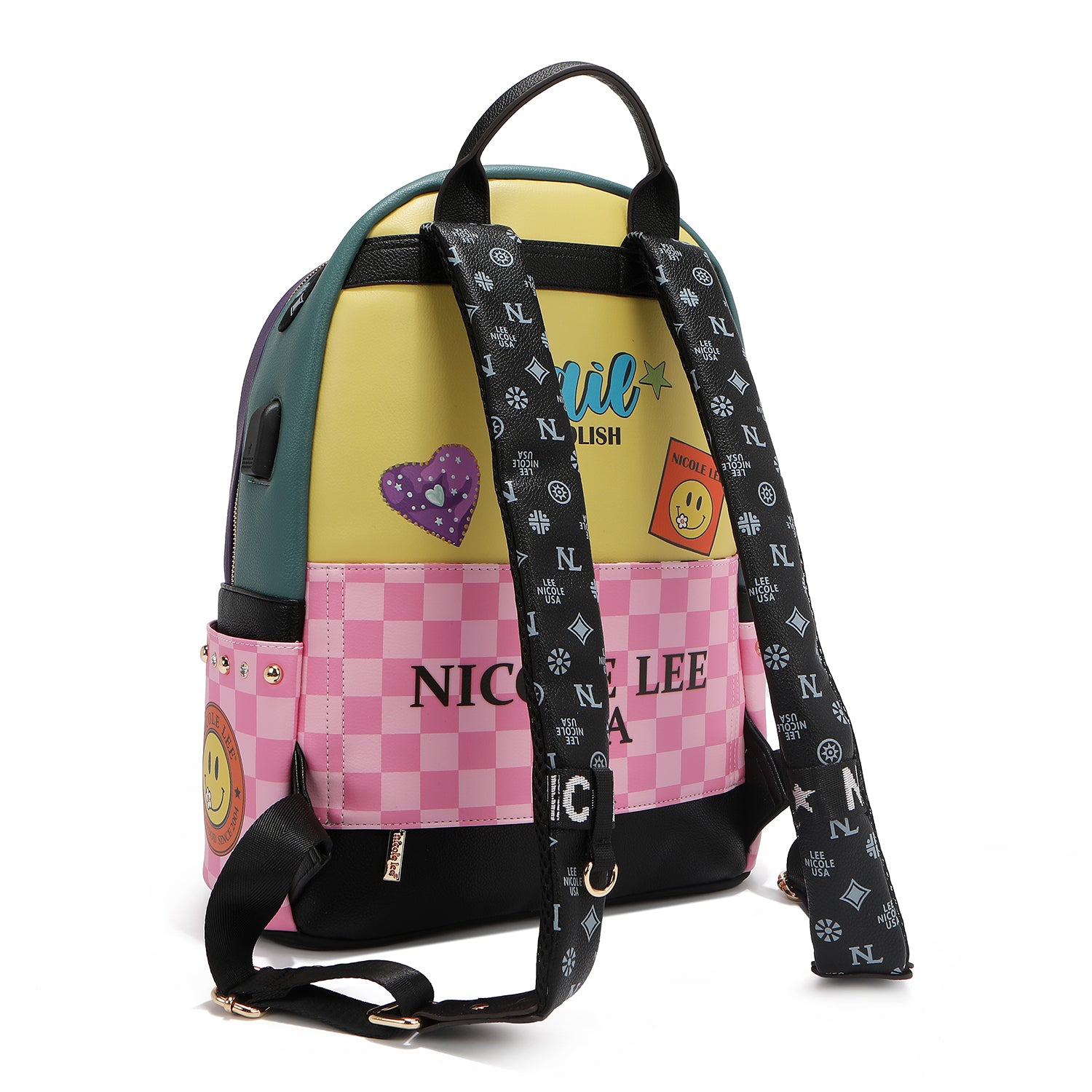 MOCHILA GRANDE DE MODA CON PUERTO DE CARGA USB Y BOLSA (NAIL POLISH)