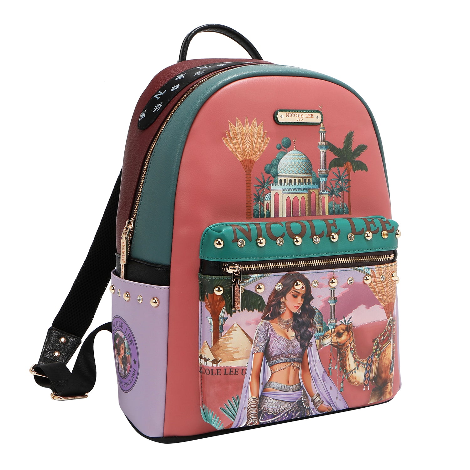 ZAINO GRANDE ALLA MODA CON PORTA DI RICARICA USB E BORSA (<tc>QUEEN CLEOPATRA</tc>)