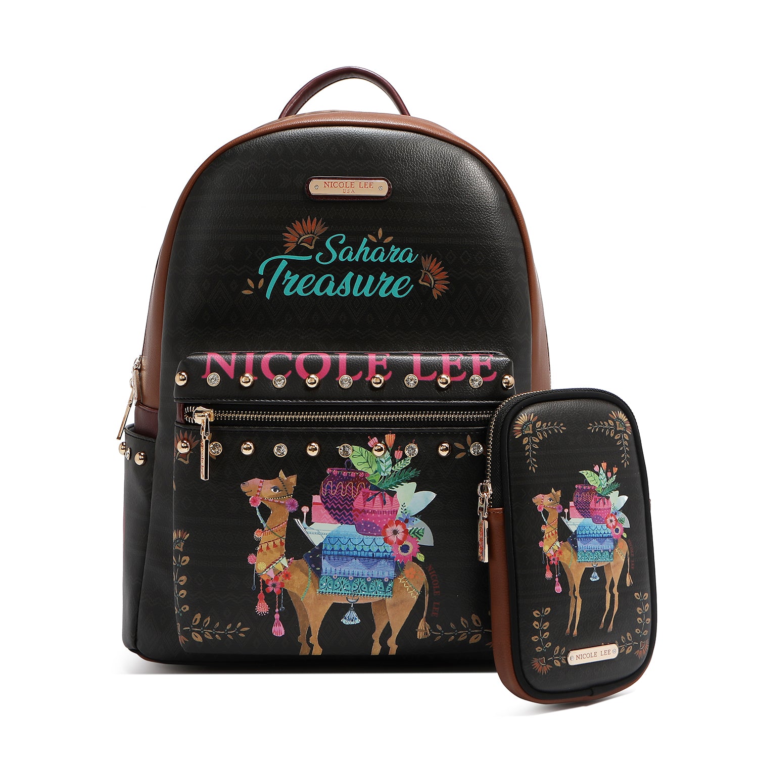 ZAINO GRANDE ALLA MODA CON PORTA DI RICARICA USB E BORSA (TESORO DEL SAHARA)