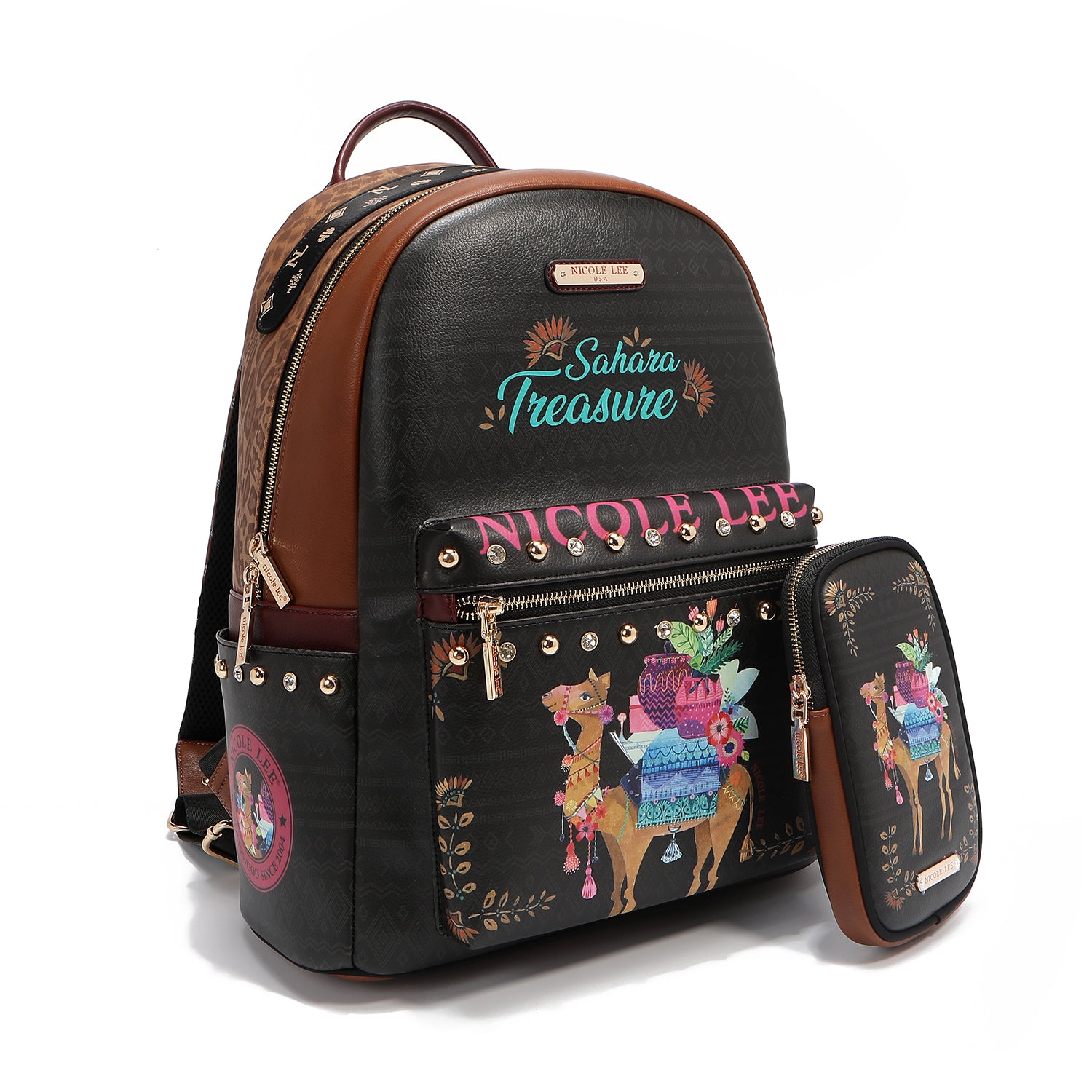 ZAINO GRANDE ALLA MODA CON PORTA DI RICARICA USB E BORSA (TESORO DEL SAHARA)