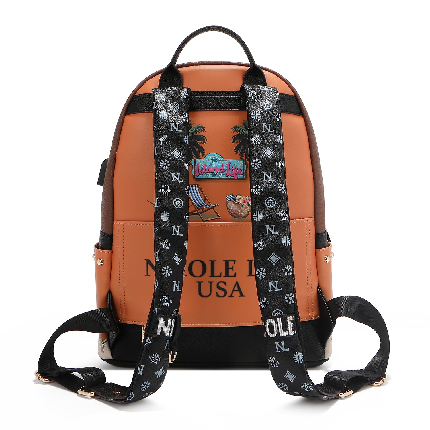 MOCHILA GRANDE DE MODA CON PUERTO DE CARGA USB Y BOLSA (SUN & SAND)