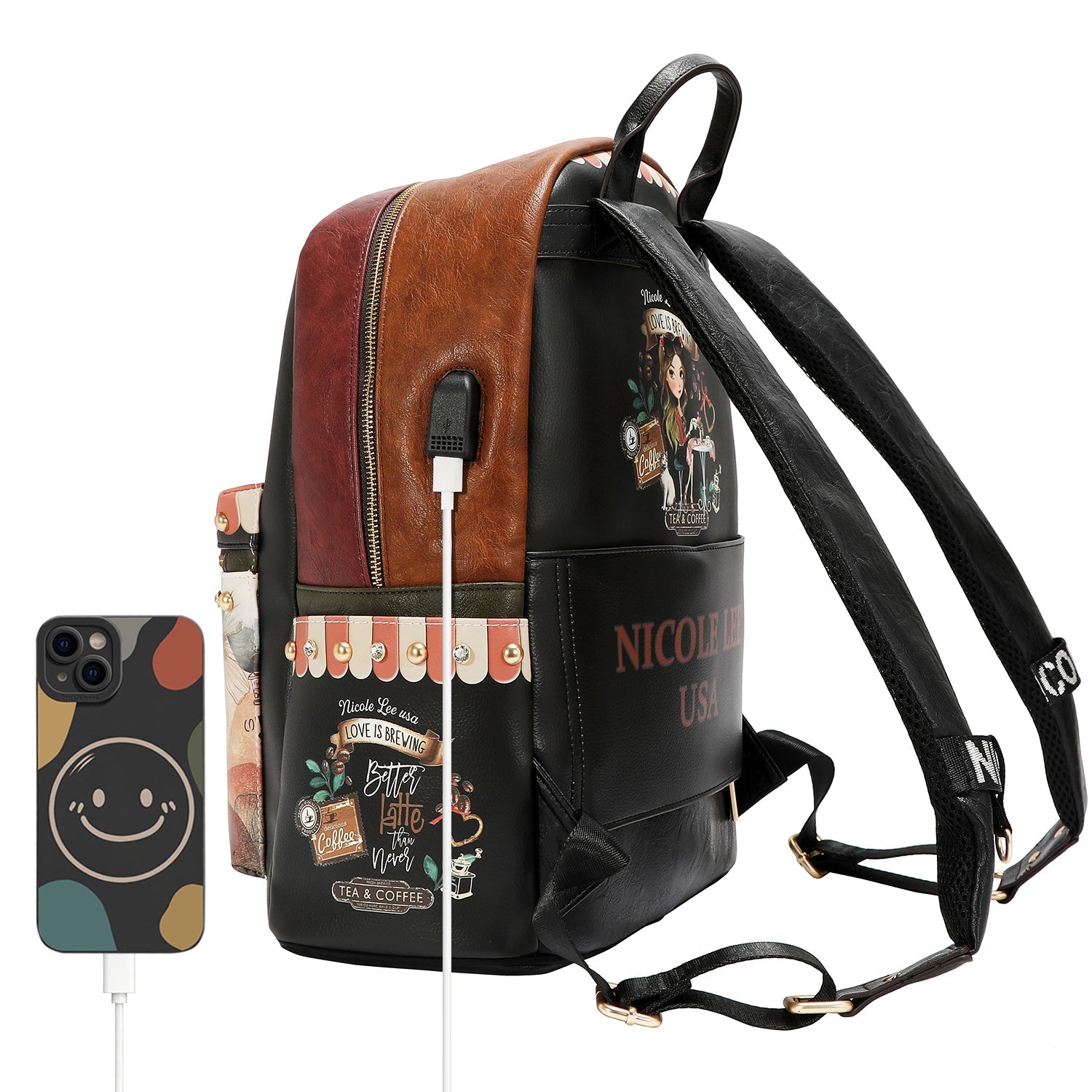 MOCHILA GRANDE DE MODA CON PUERTO DE CARGA USB Y BOLSA (VIRTUAL FRIEND)