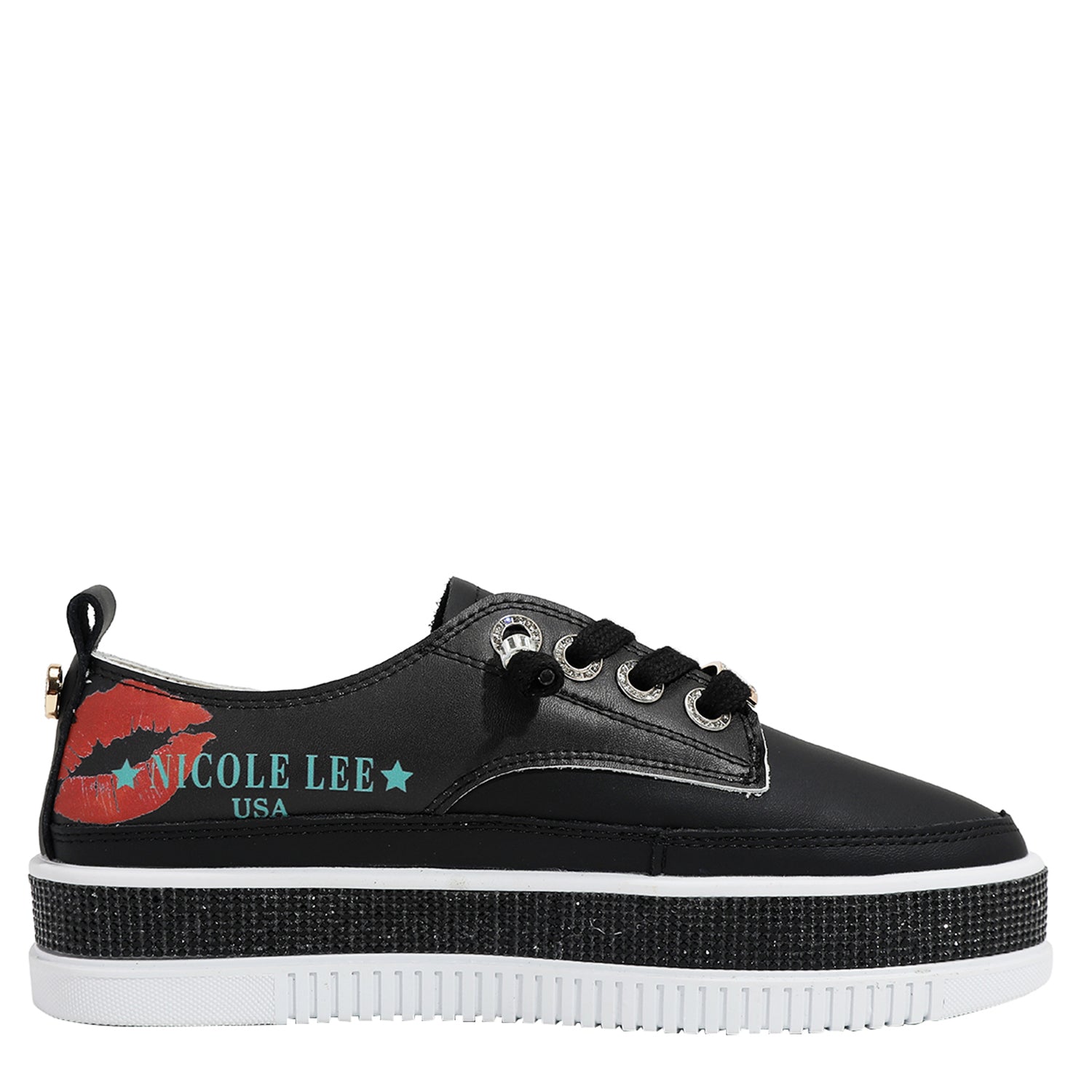 BASKETS EN CUIR AVEC PLATEFORME ET STRASS (<tc>SAMANTHA LA BELLEZA</tc>)