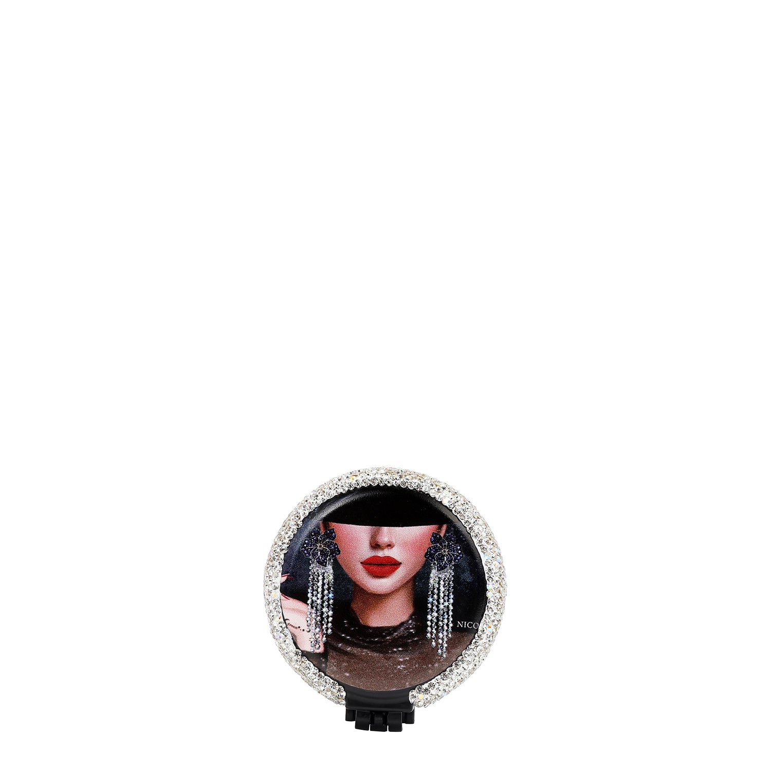 MIROIR COMPACT AVEC BROSSE ET STRASS (<tc>SAMANTHA LA BELLEZA</tc>)
