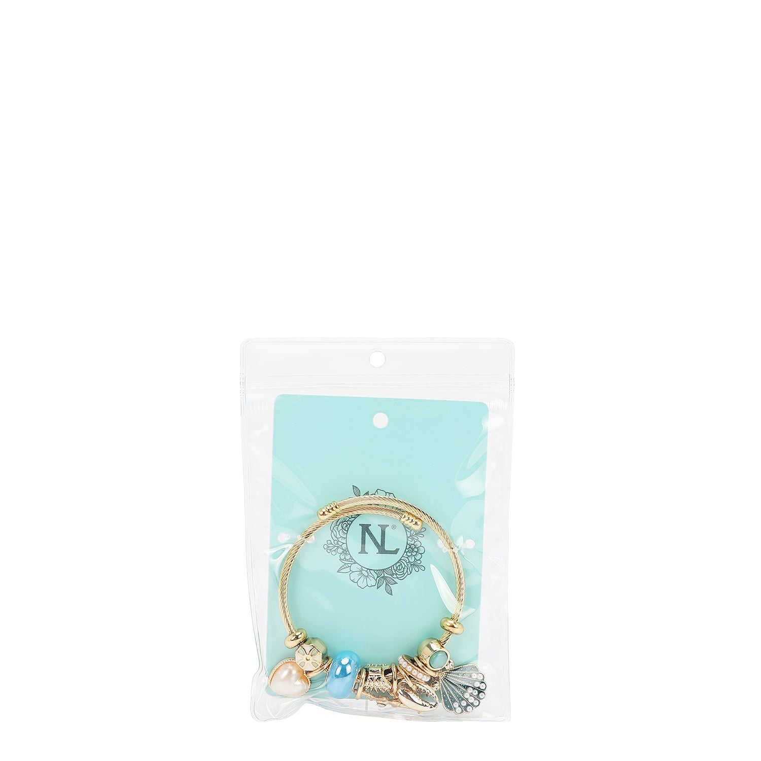 PULSERA CON DIJES DE OCEANO ROMANTICO  (AZUL)