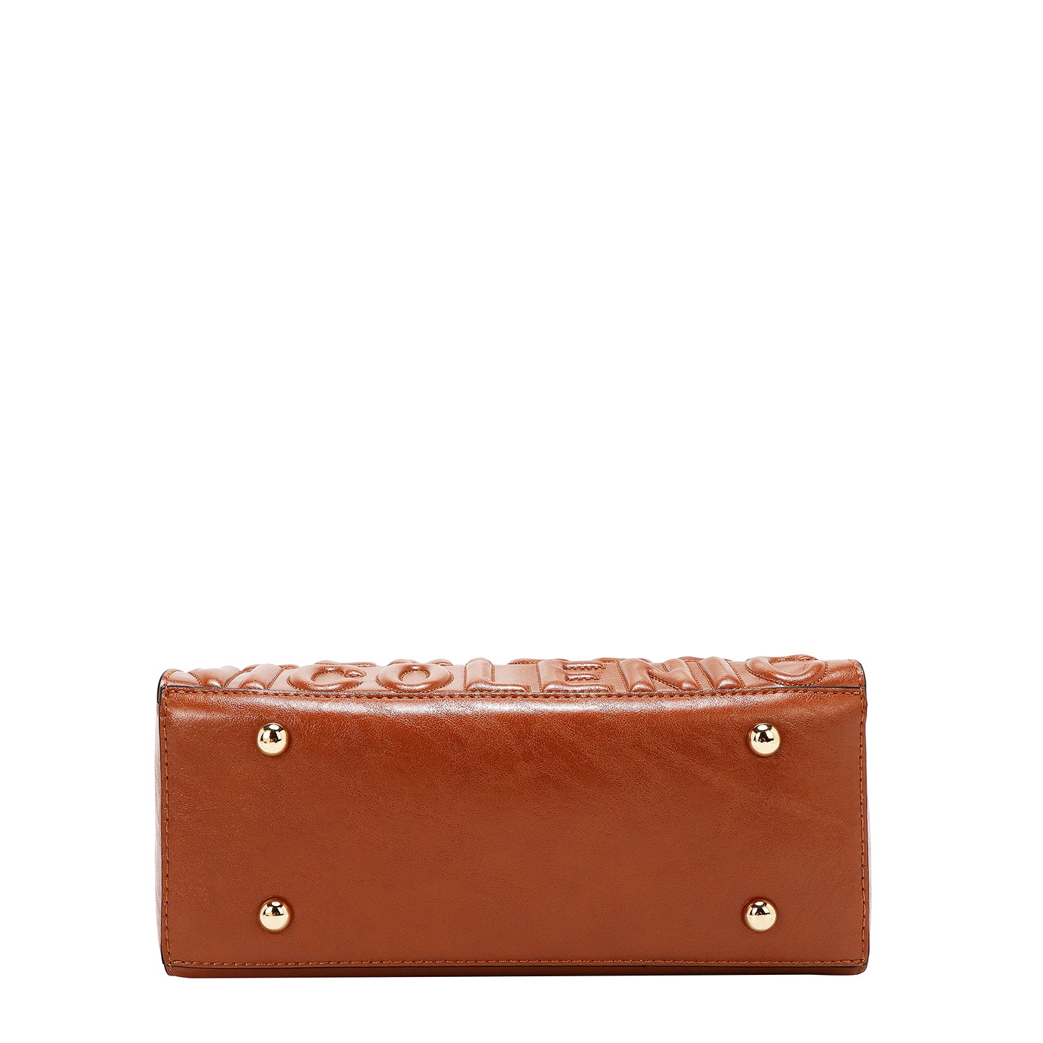 SQUARE HANDBAG WITH EMBOSSED LOGO (BROWN)