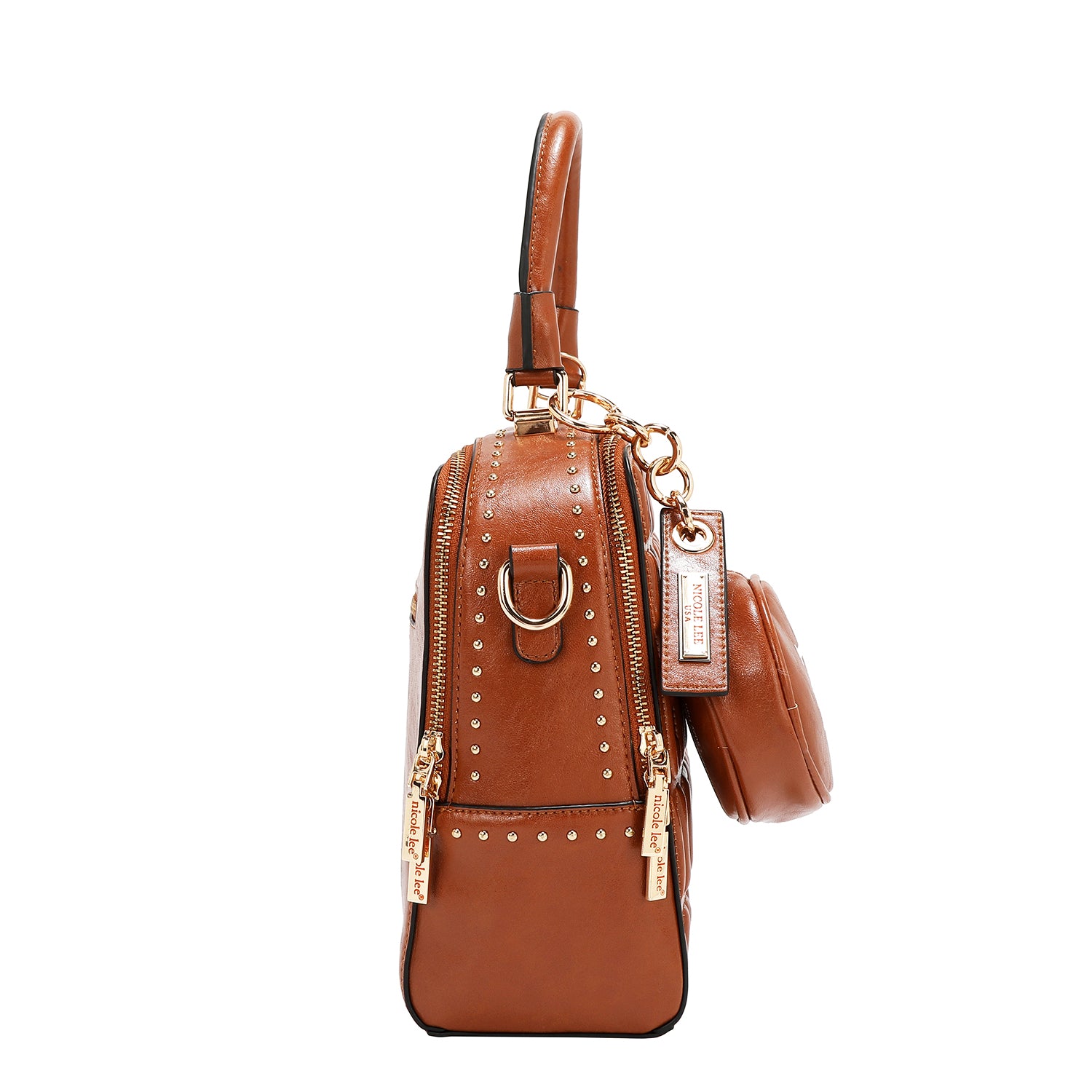 SQUARE HANDBAG WITH EMBOSSED LOGO (BROWN)