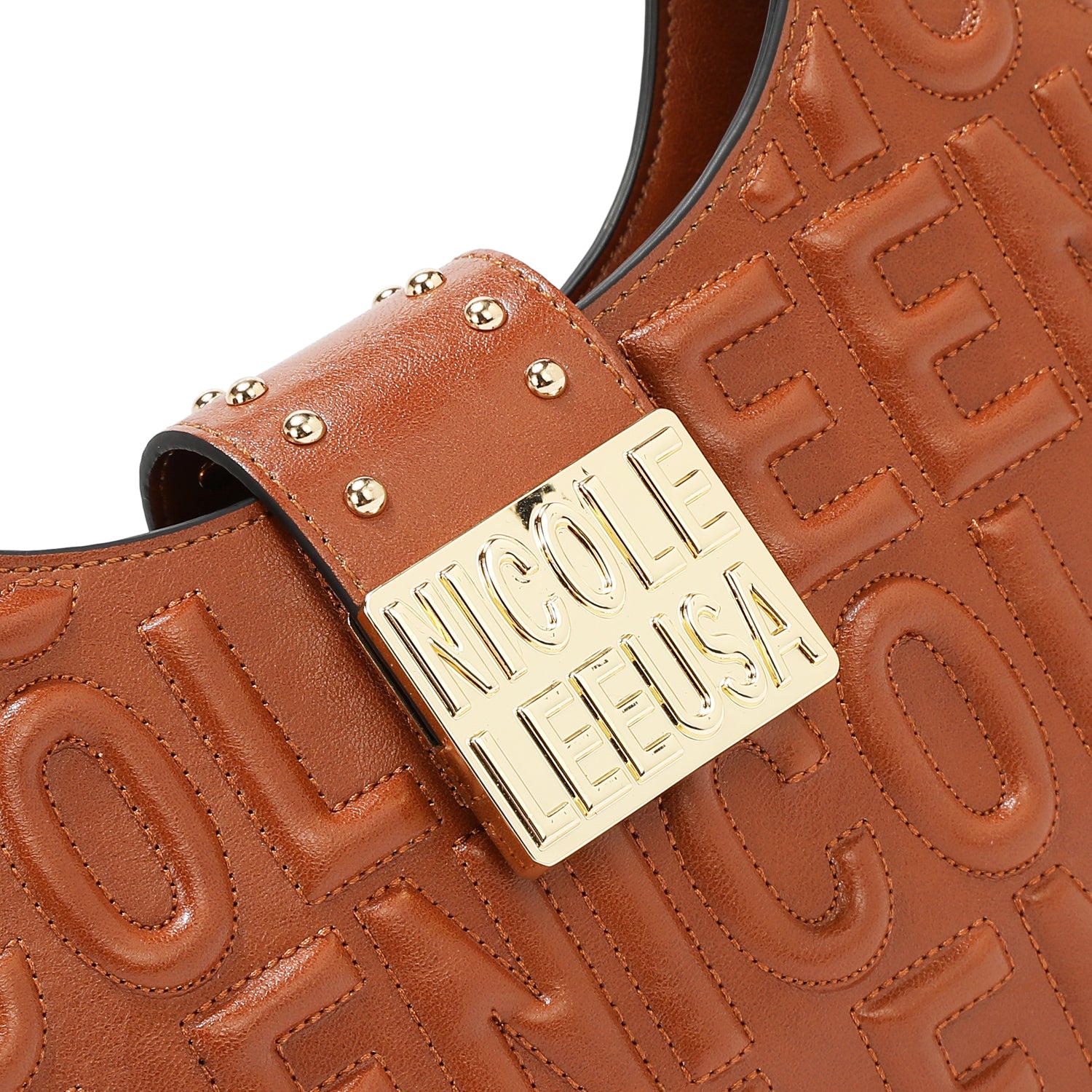 SHOULDER BAG WITH EMBOSSED LOGO (BROWN)