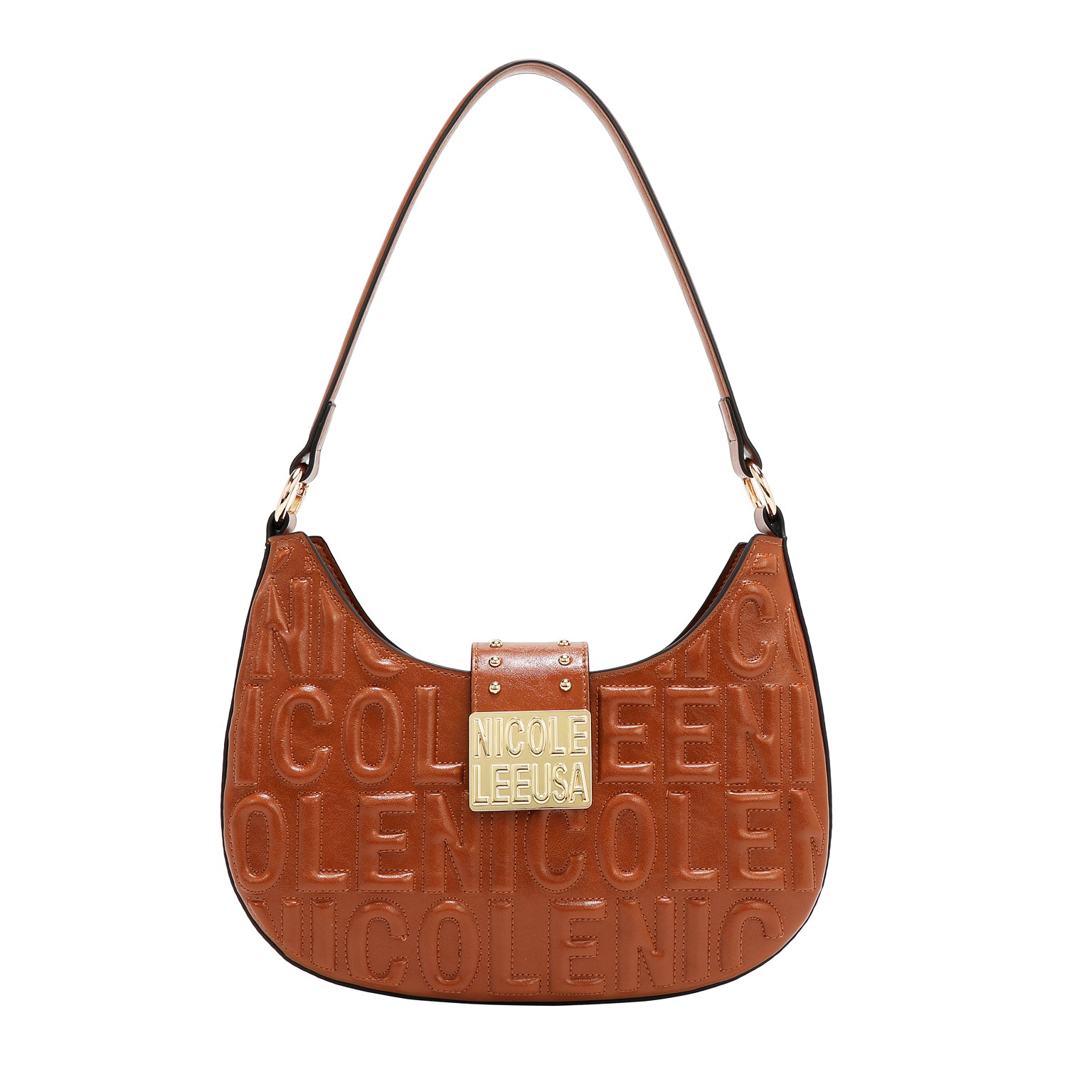 SHOULDER BAG WITH EMBOSSED LOGO (BROWN)