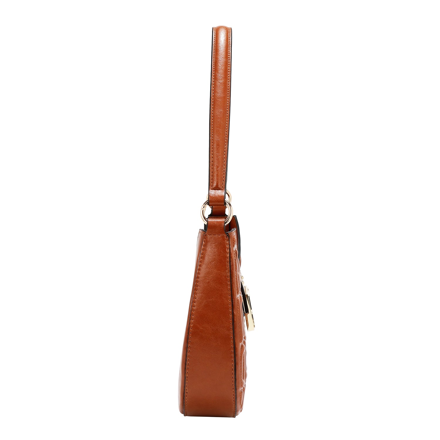 SHOULDER BAG WITH EMBOSSED LOGO (BROWN)