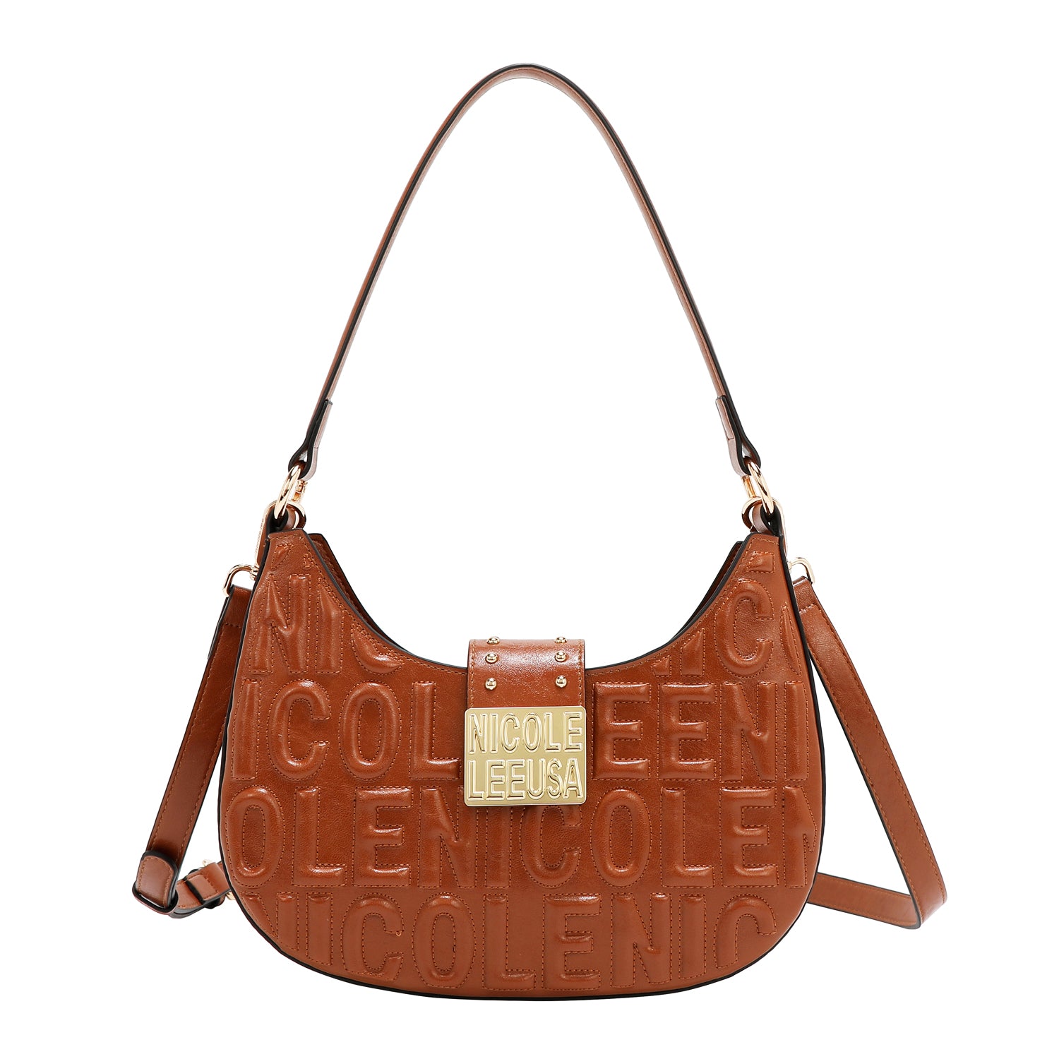 SHOULDER BAG WITH EMBOSSED LOGO (BROWN)
