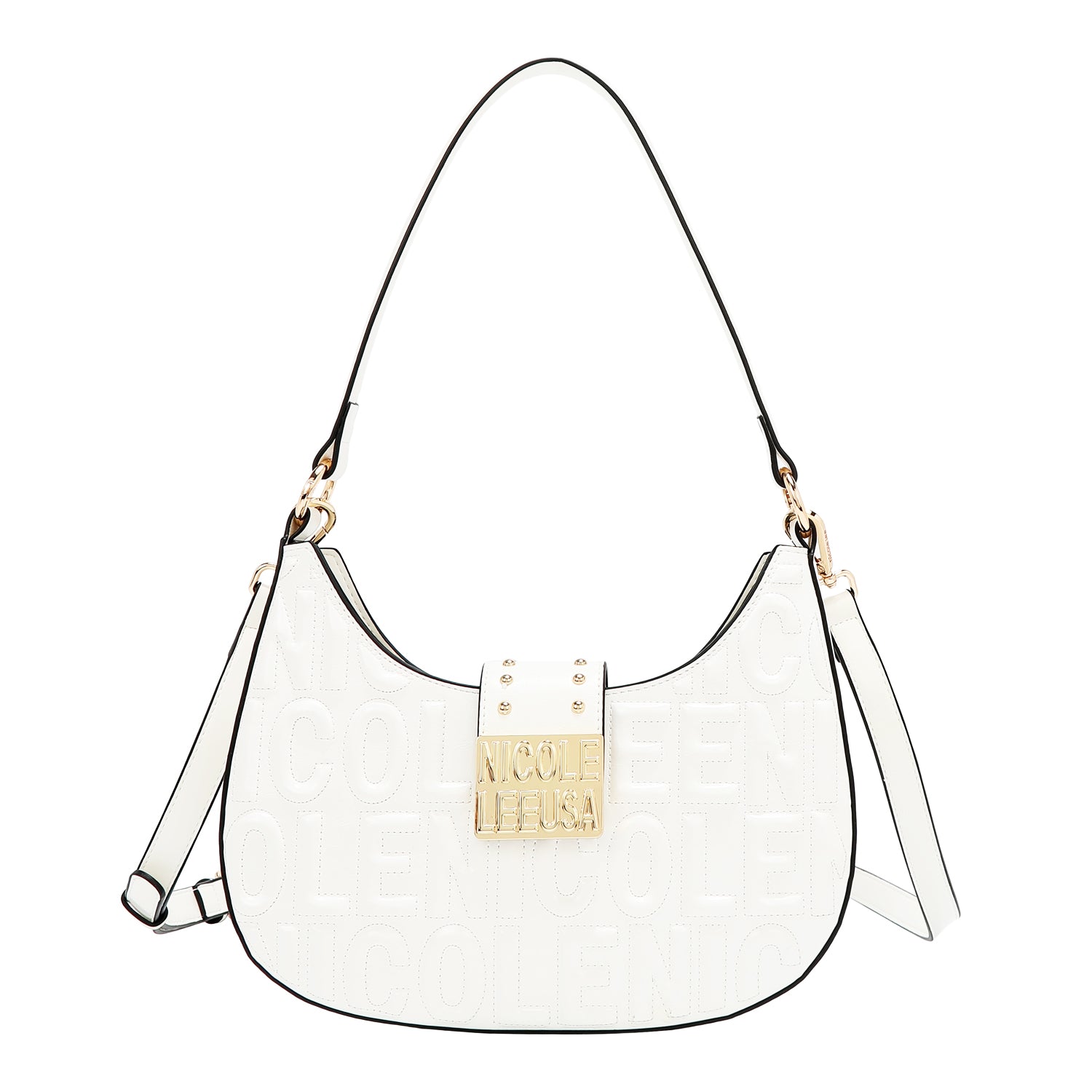 SHOULDER BAG WITH EMBOSSED LOGO (WHITE)