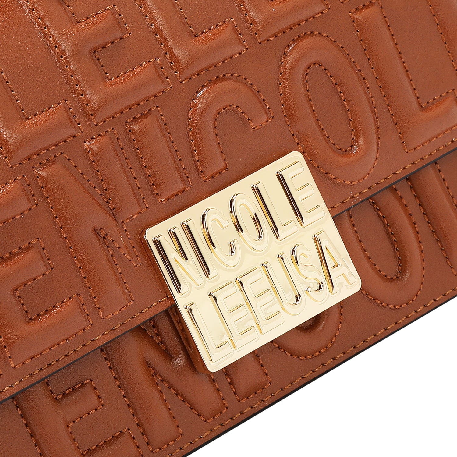 SHOULDER BAG WITH CHAIN ​​AND EMBOSSED LOGO (BROWN)
