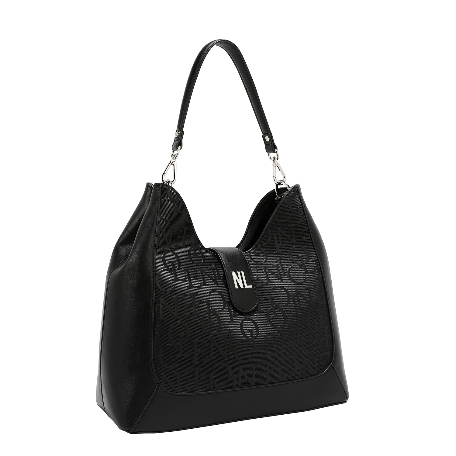 Large shoulder bag relief elegance (black)
