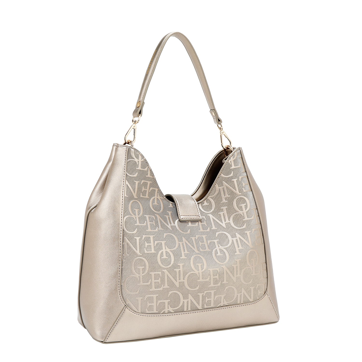 Large shoulder bag relief elegance (champagne)