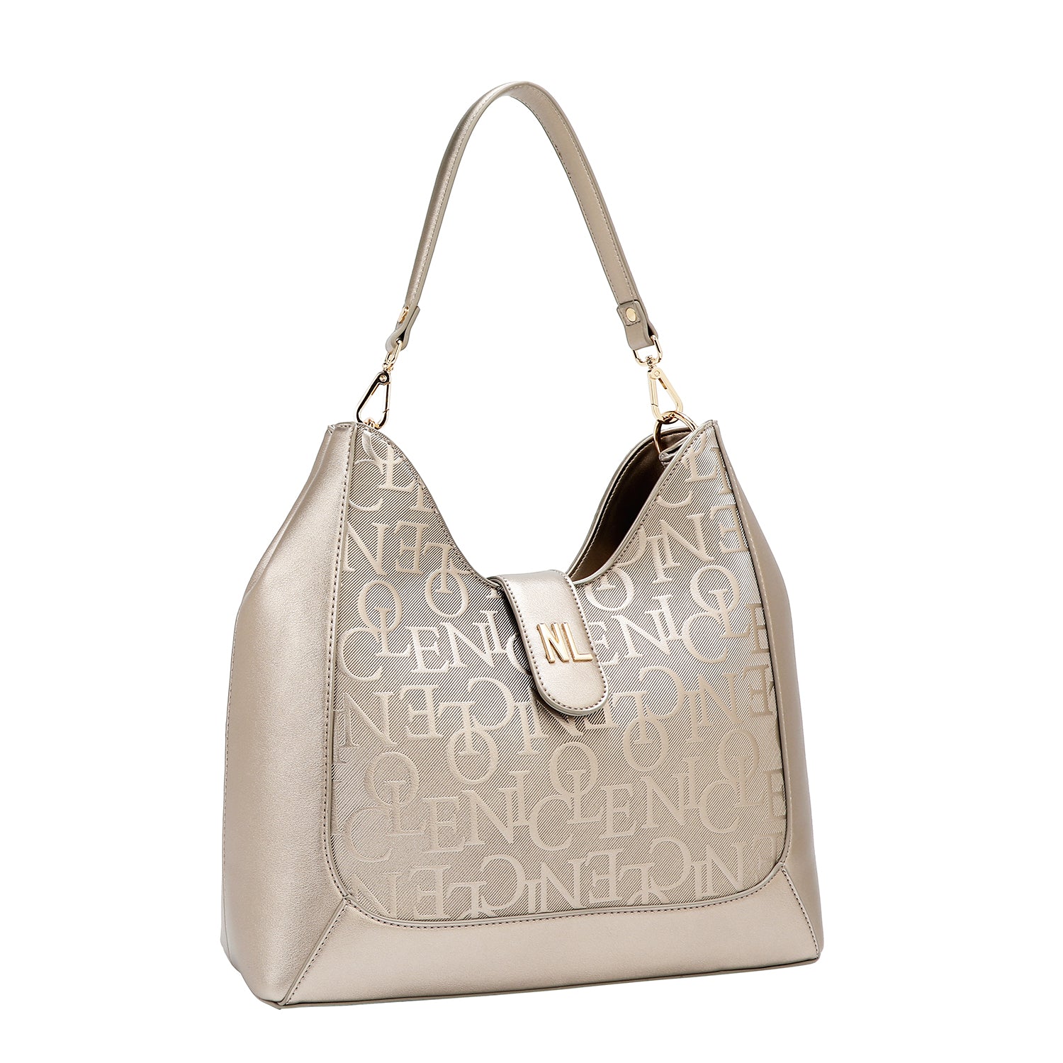 Large shoulder bag relief elegance (champagne)