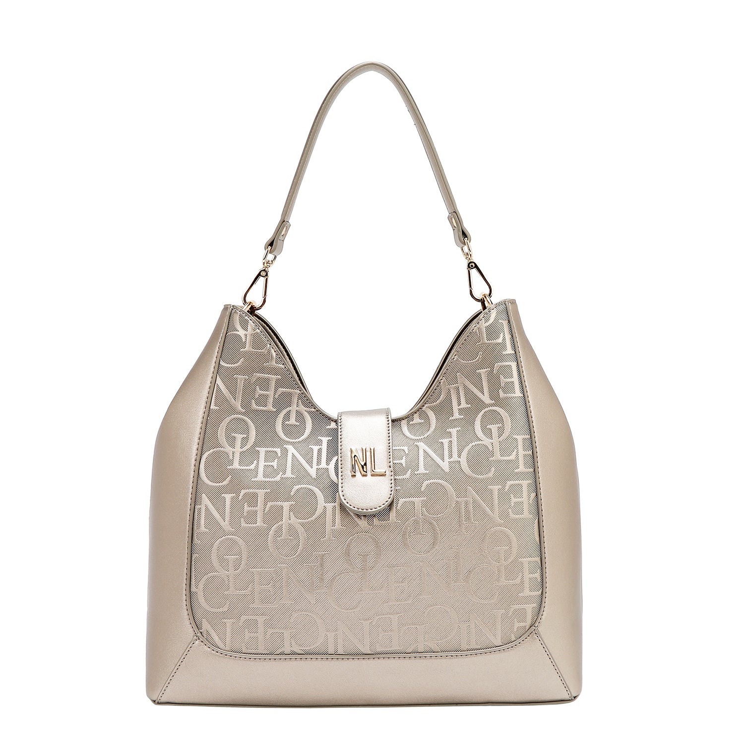 Large shoulder bag relief elegance (champagne)