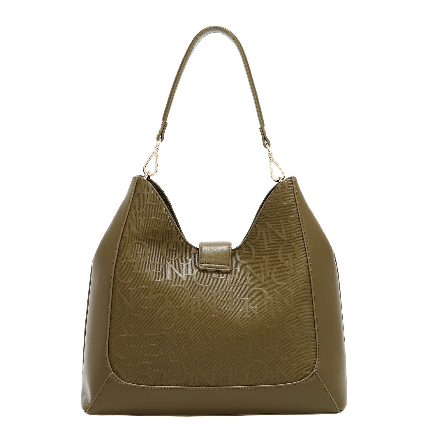 Large shoulder bag relief elegance (olive)