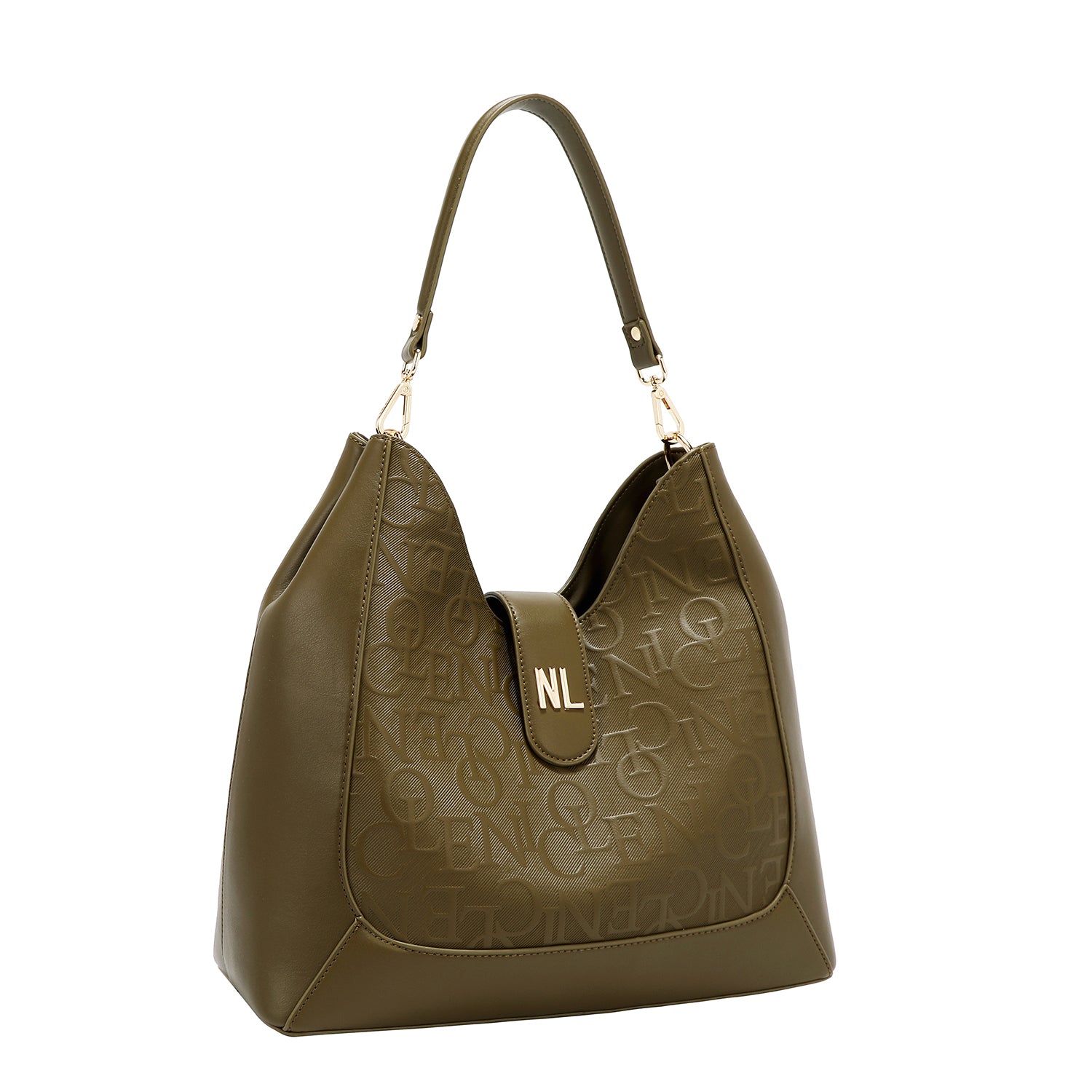 Large shoulder bag relief elegance (olive)