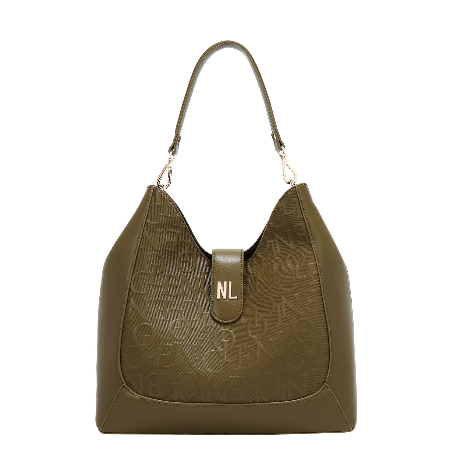 Large shoulder bag relief elegance (olive)