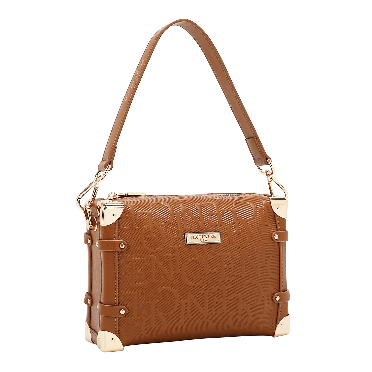 Square shoulder bag relief elegance (brown)