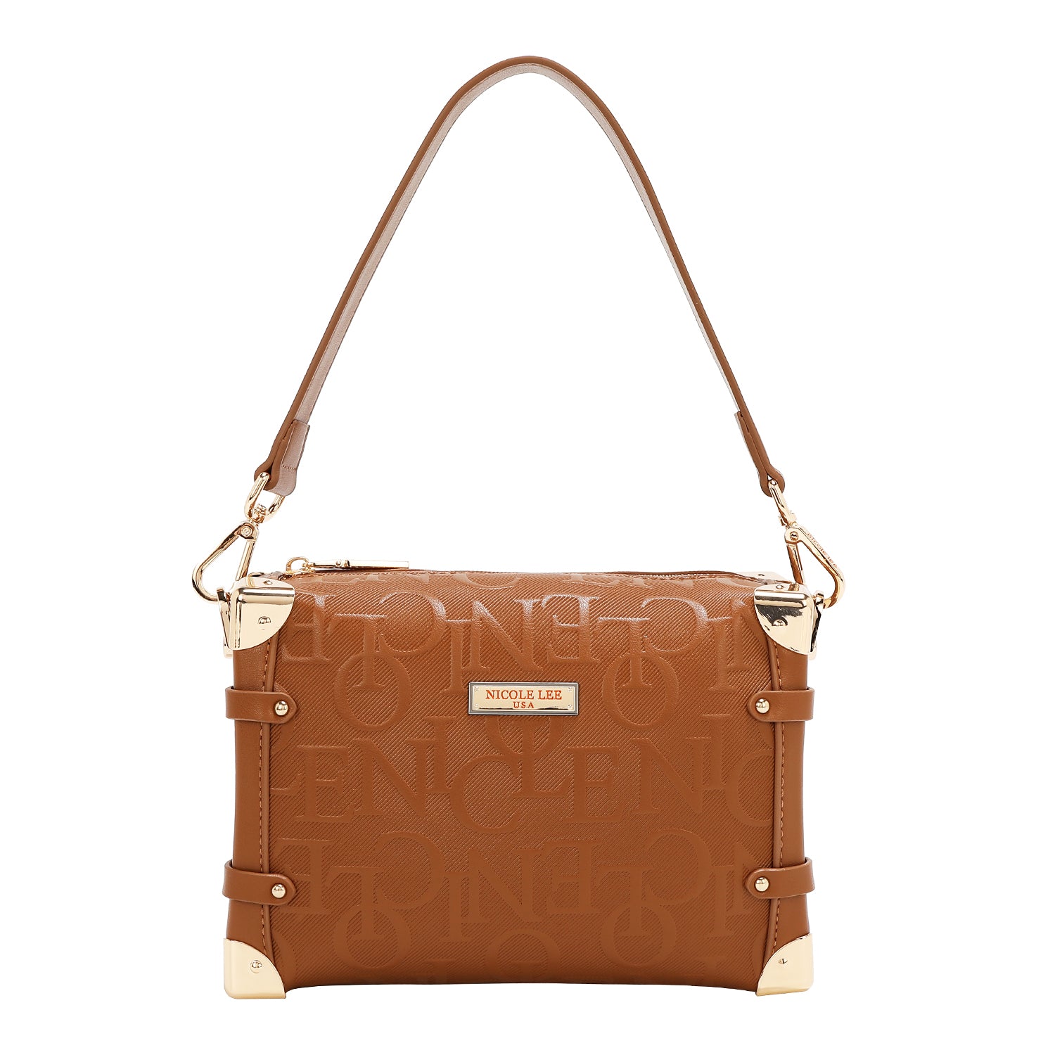 Square shoulder bag relief elegance (brown)