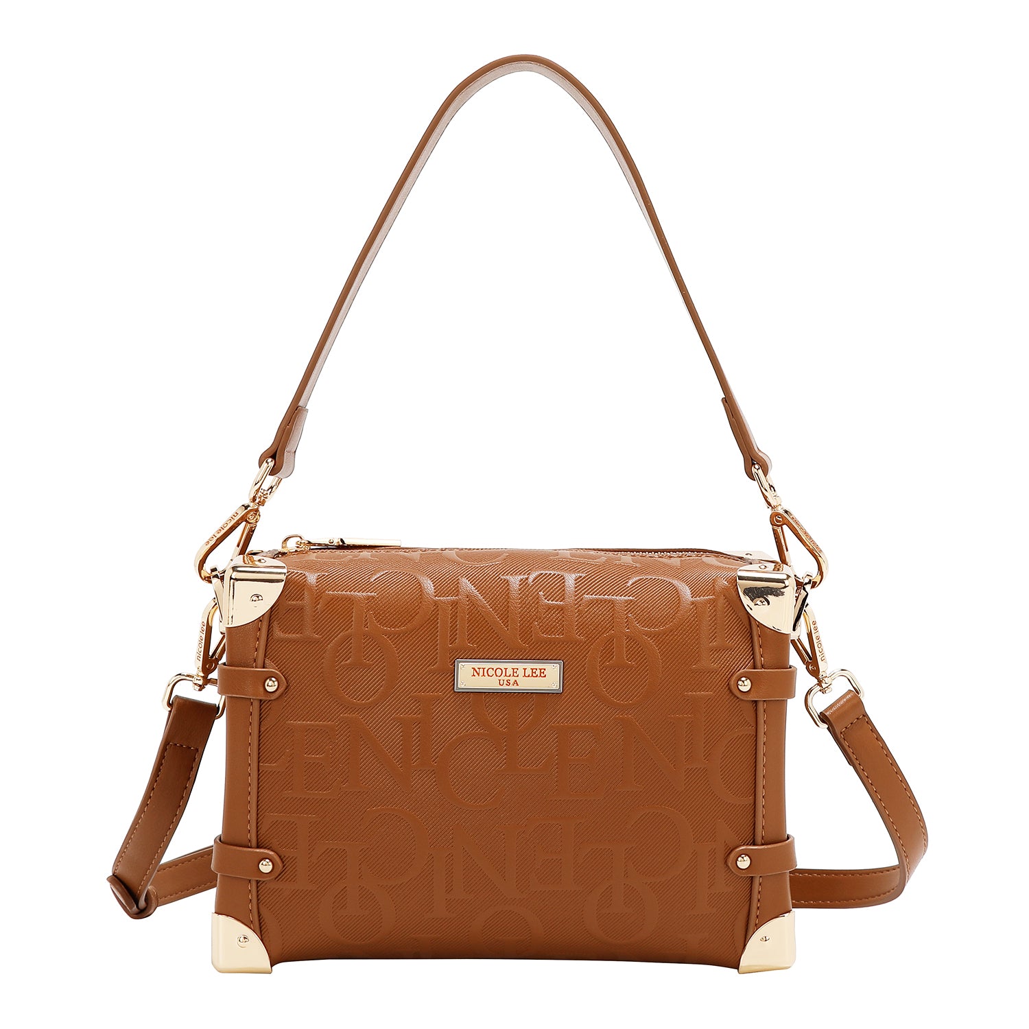 Square shoulder bag relief elegance (brown)