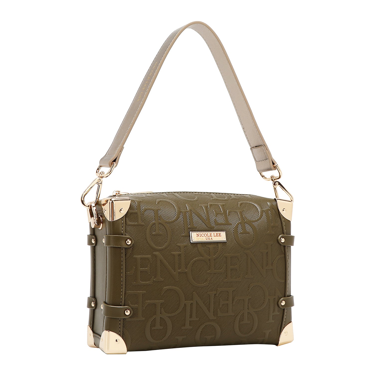 Square shoulder bag relief elegance (olive)