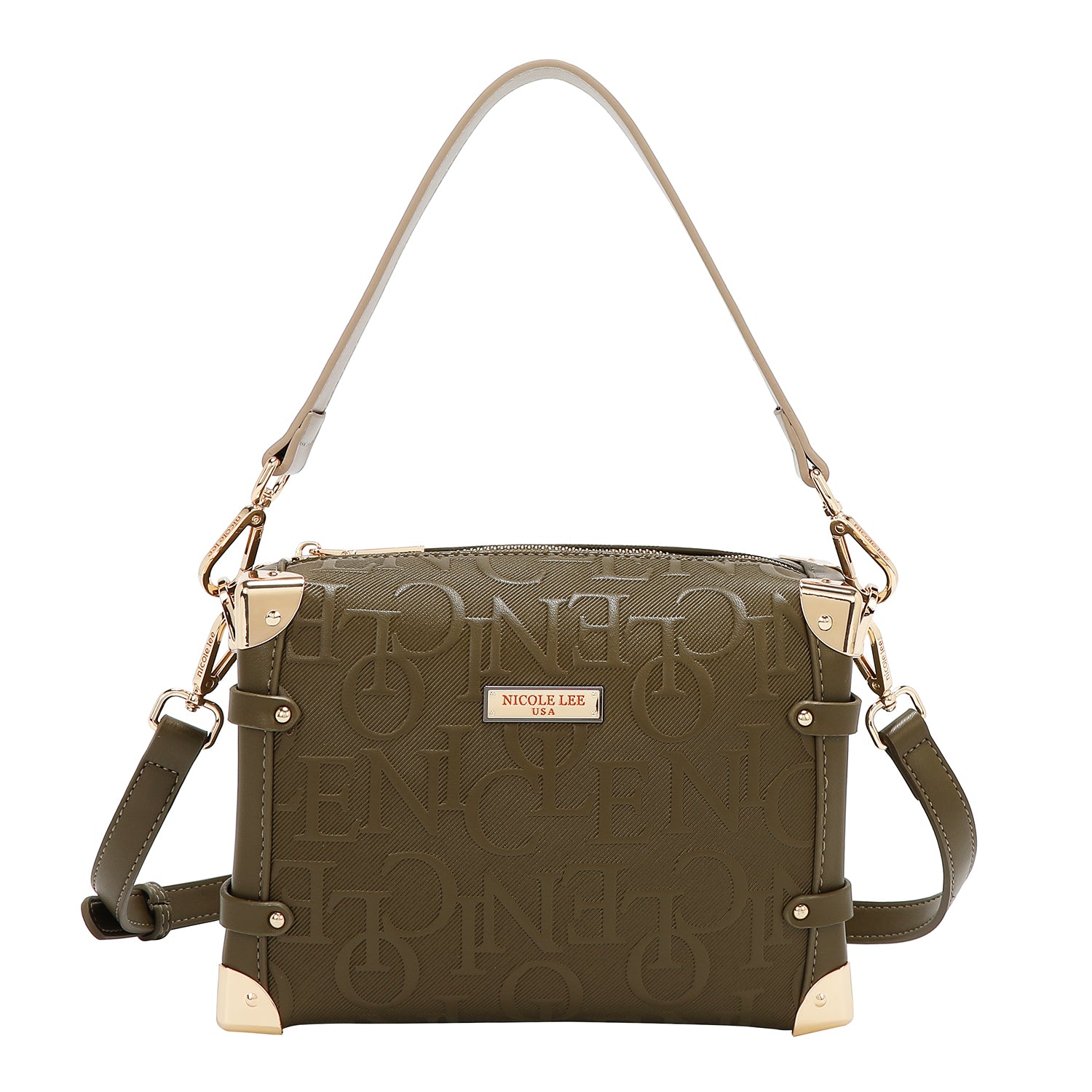 Square shoulder bag relief elegance (olive)