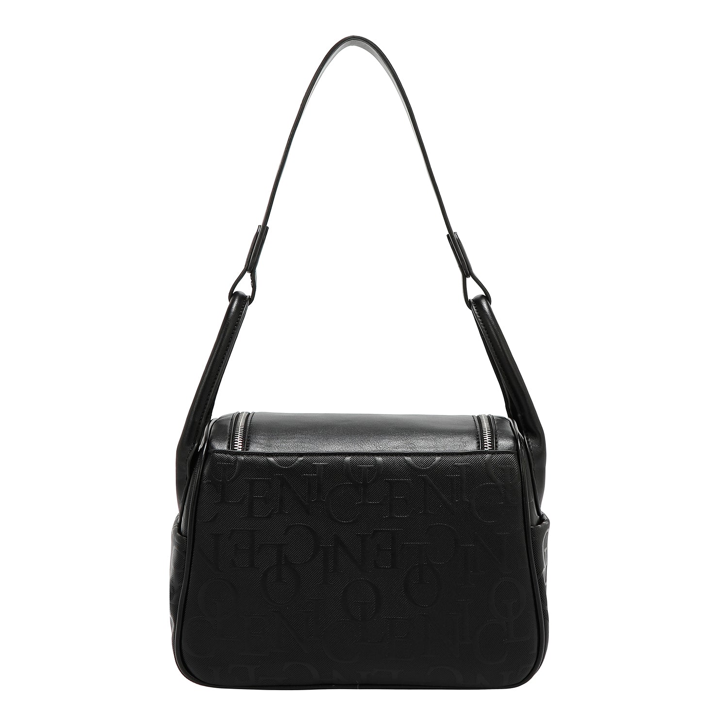 EMBOSSED ELEGANCE SHOULDER BAG (BLACK)
