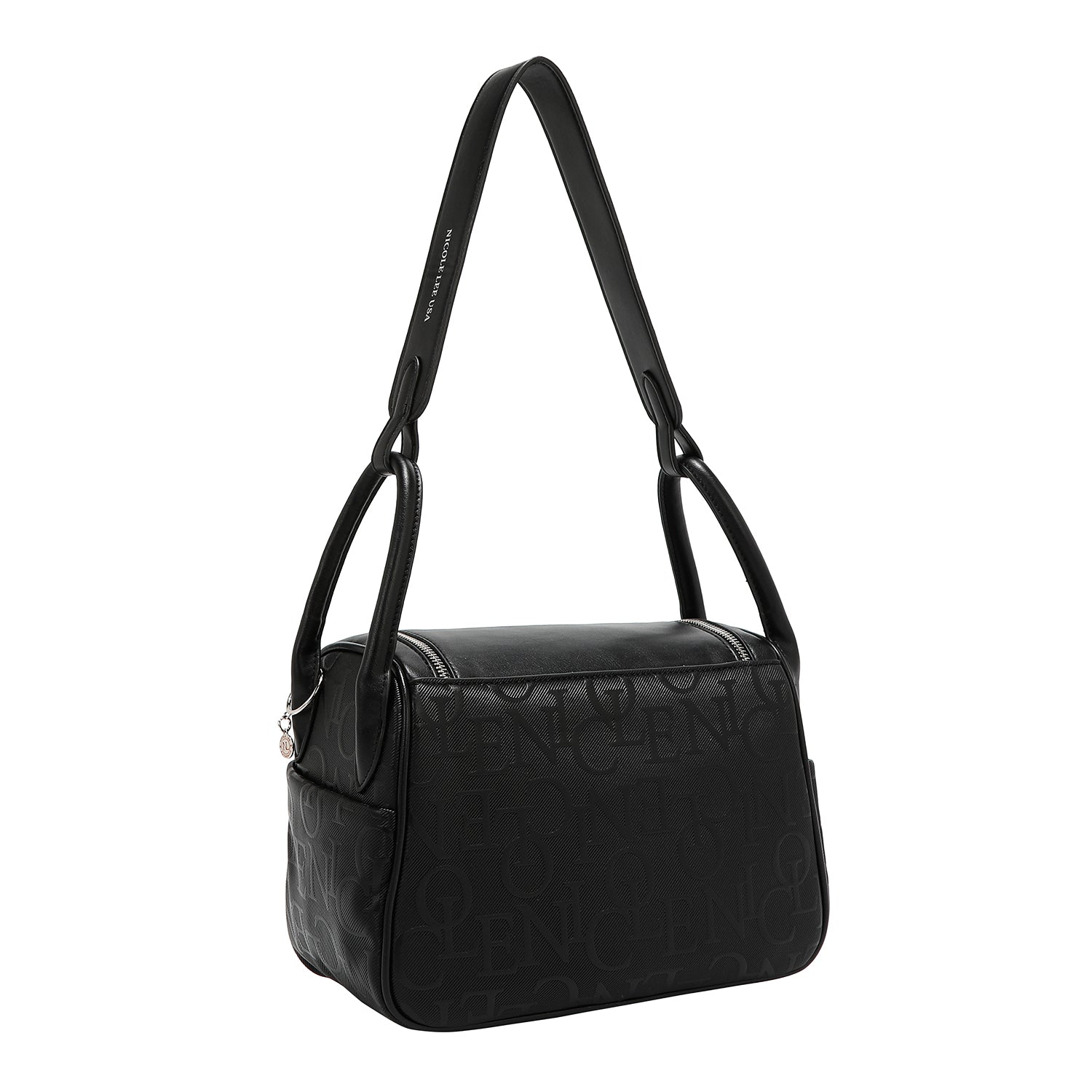 EMBOSSED ELEGANCE SHOULDER BAG (BLACK)