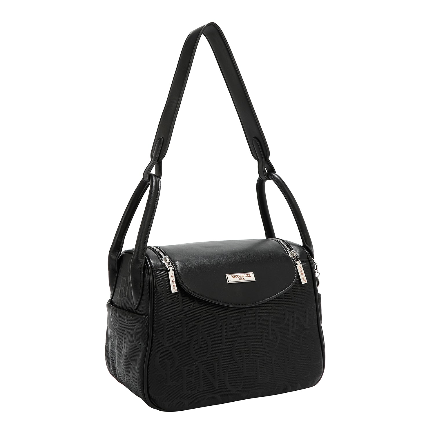 EMBOSSED ELEGANCE SHOULDER BAG (BLACK)