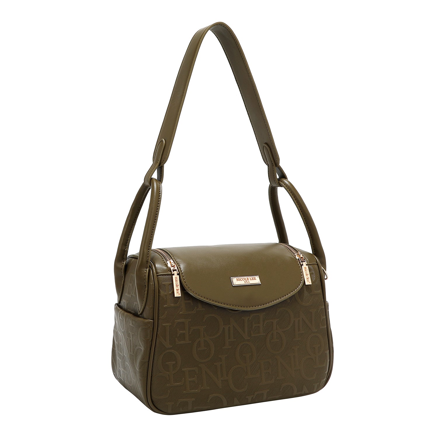 EMBOSSED ELEGANCE SHOULDER BAG (OLIVE)