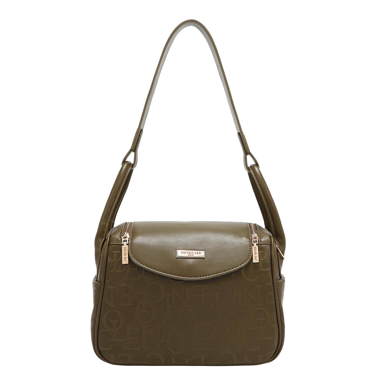 EMBOSSED ELEGANCE SHOULDER BAG (OLIVE)