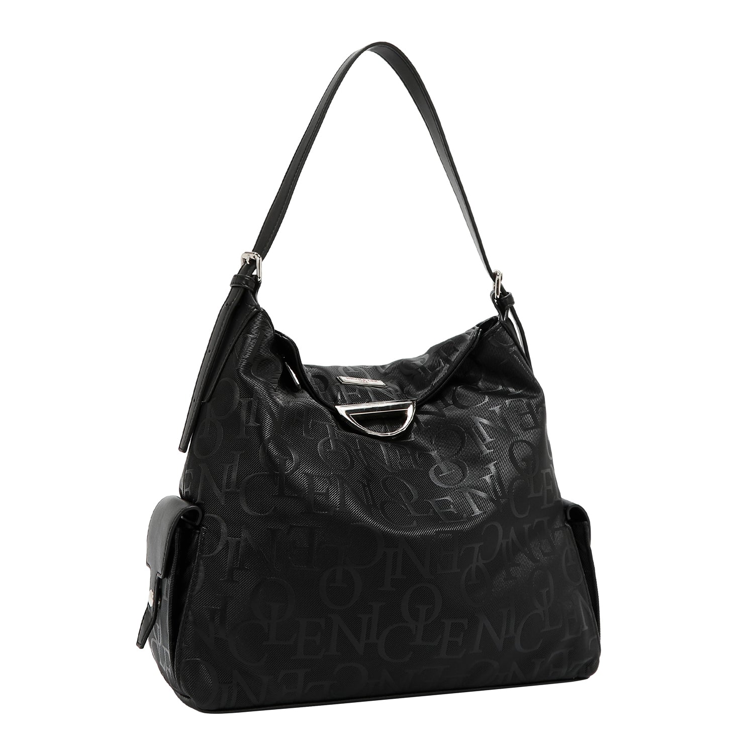 Large shoulder bag relief elegance (black)