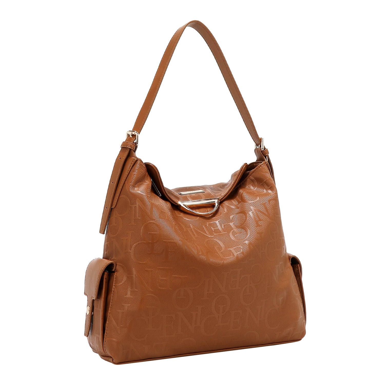 Large shoulder bag relief elegance (brown)
