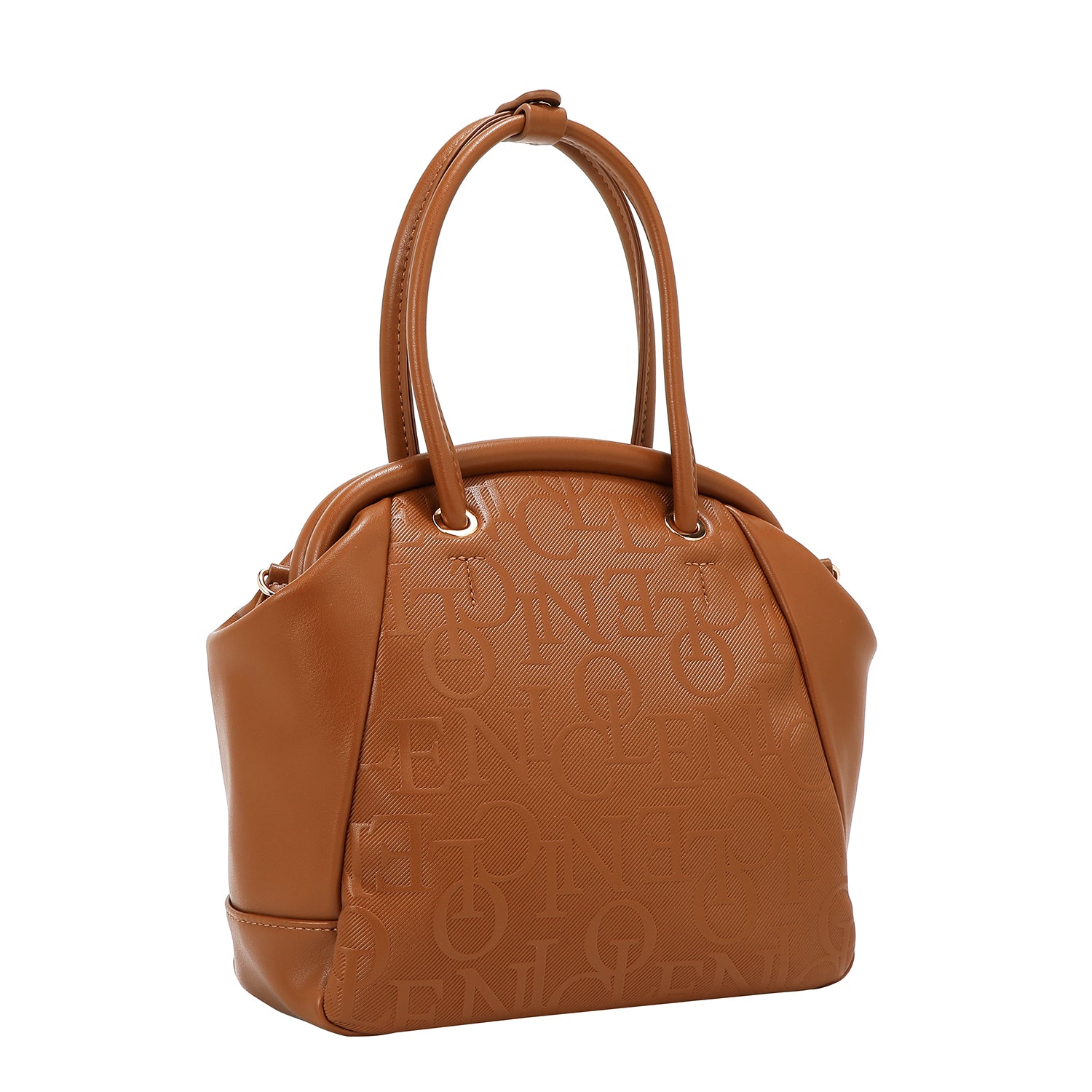 Shoulder bag with elegant relief frame (brown)