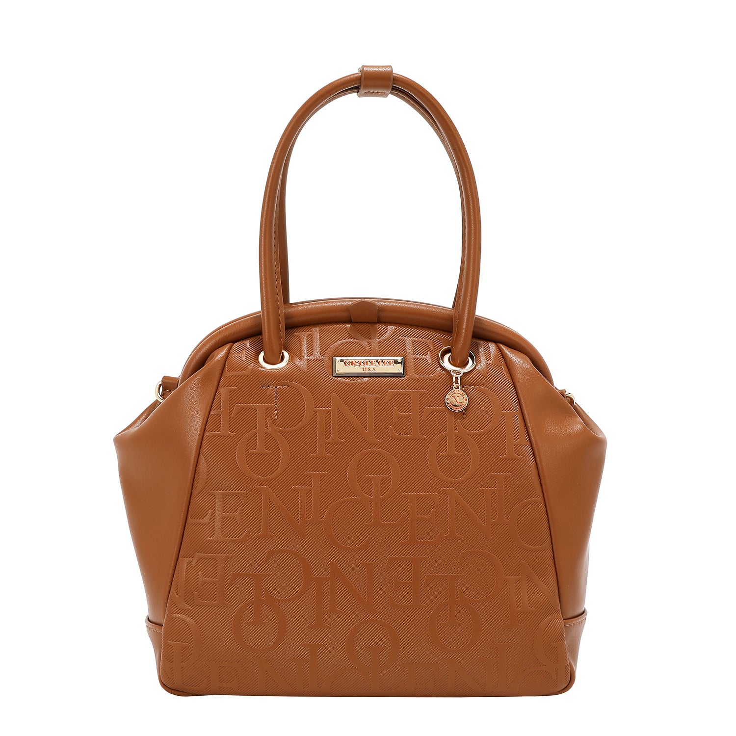 Shoulder bag with elegant relief frame (brown)