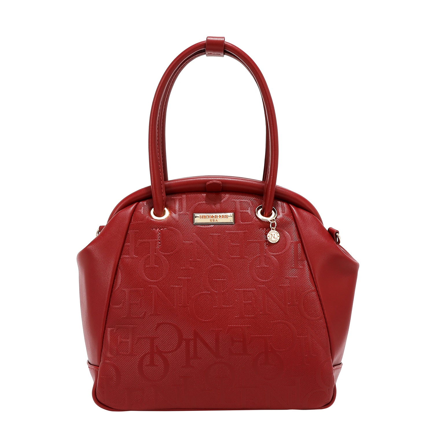 Shoulder bag with elegant relief frame (red)