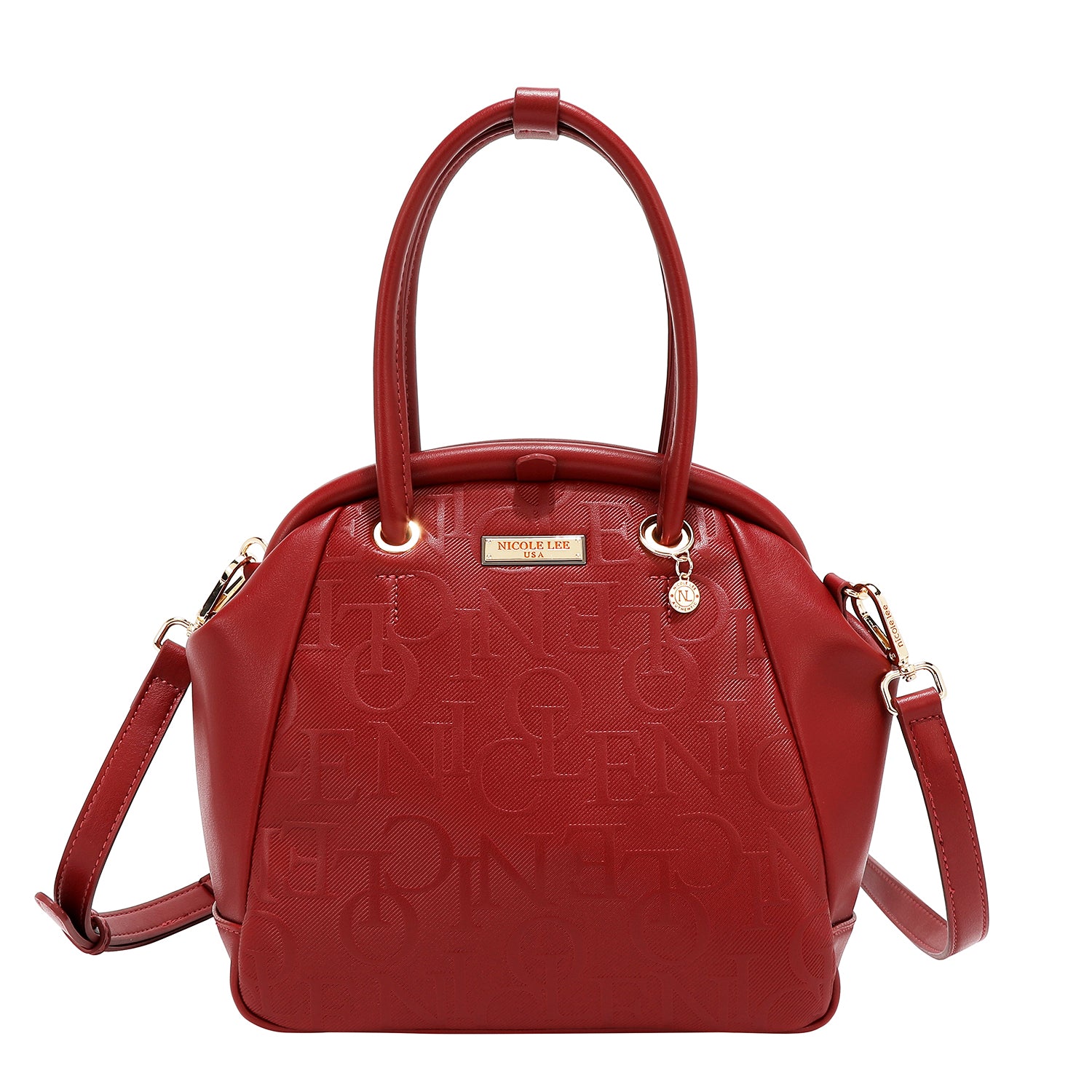 Shoulder bag with elegant relief frame (red)