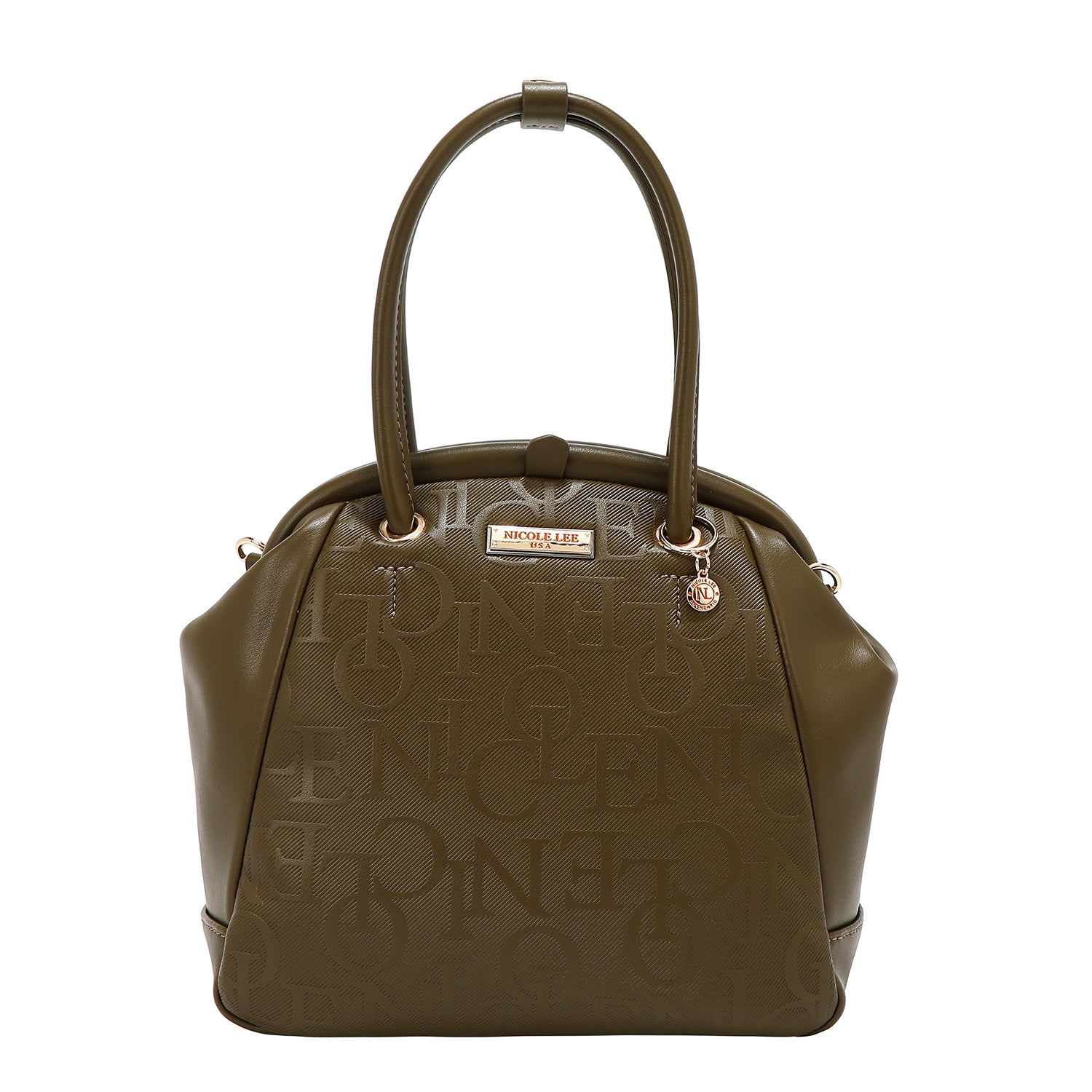 Shoulder bag with elegant relief frame (olive)