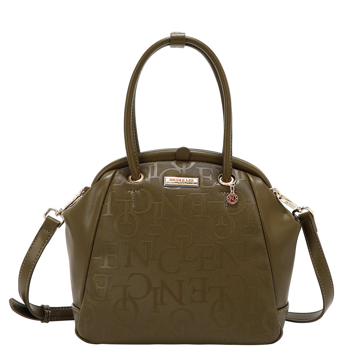 Shoulder bag with elegant relief frame (olive)